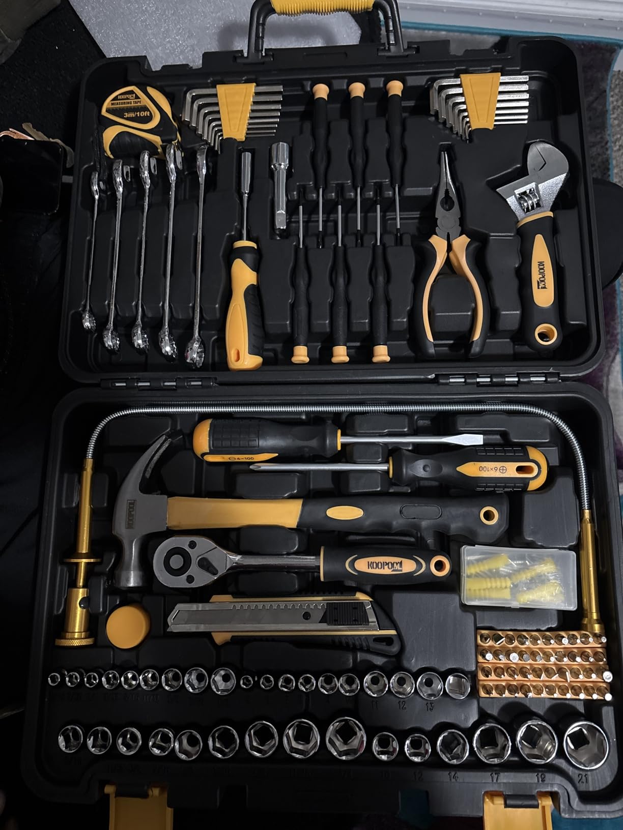 KOOPOOL Tool Set, Tool Box Kit for Mechanic and Car, General Household Home Tool Kit, Basic Tool Kit for Home Auto Repair, with Storage Case customer photo 2