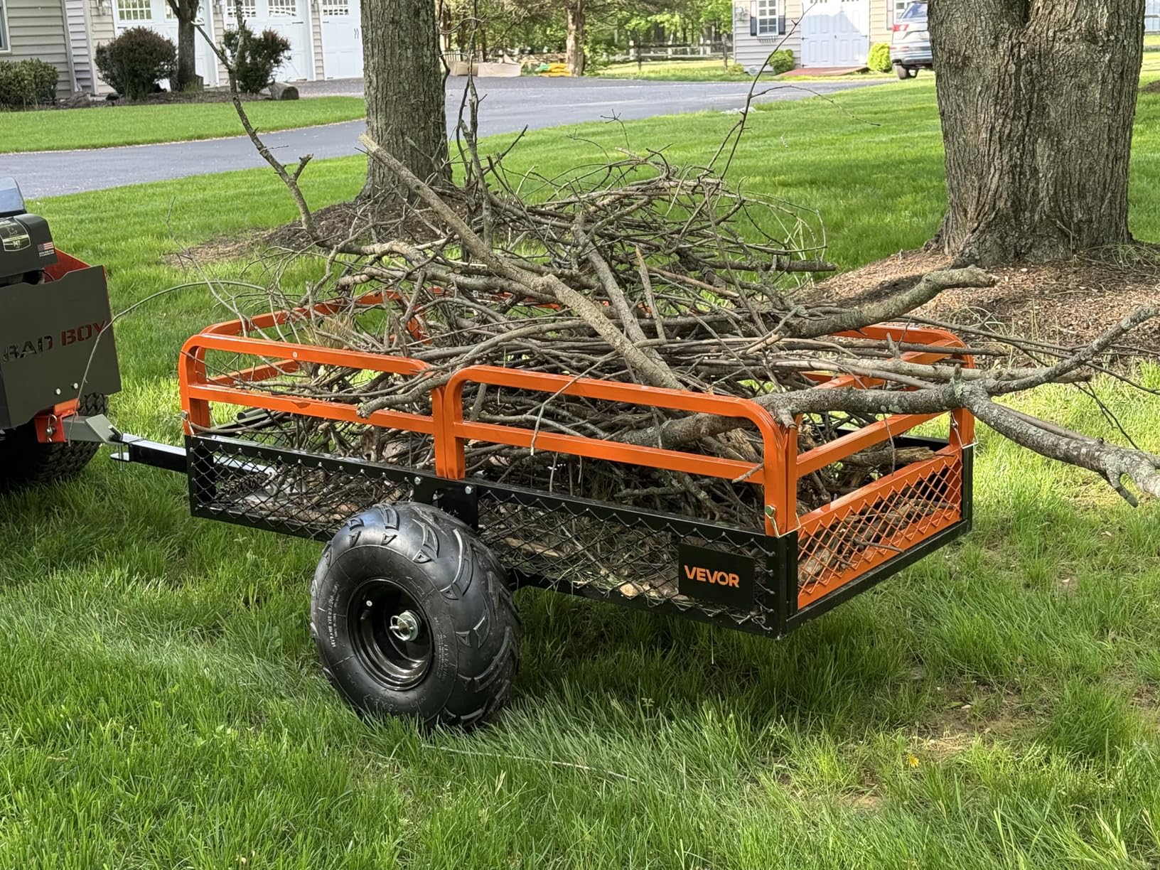 VEVOR ATV UTV Trailer Tow Behind Dump Cart, 1500lbs 15 Cubic Feet, Heavy Duty Yard Garden Trailer Pull Behind Dump Trailer for Lawn Mower Tractor customer photo 1