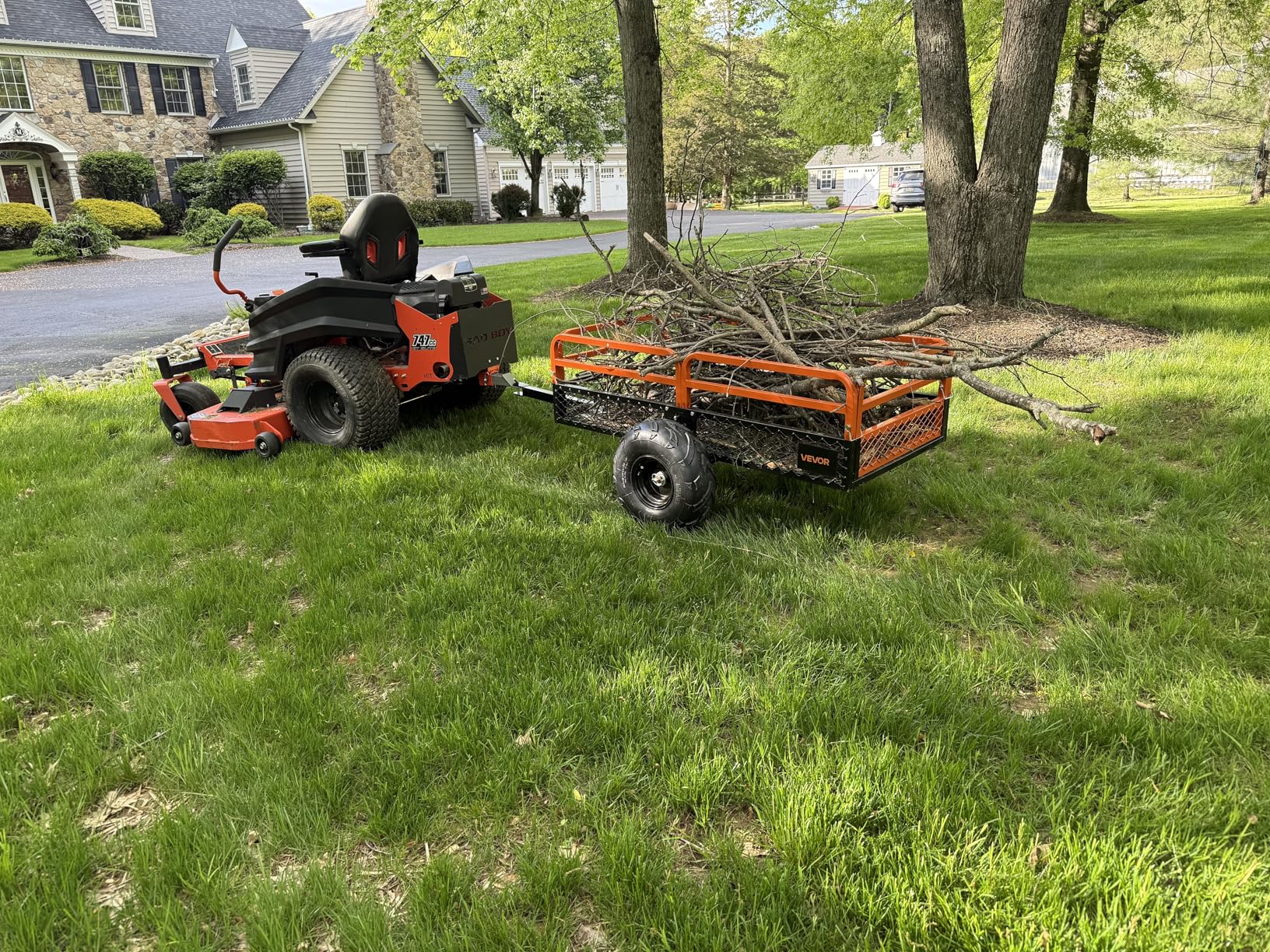VEVOR ATV UTV Trailer Tow Behind Dump Cart, 1500lbs 15 Cubic Feet, Heavy Duty Yard Garden Trailer Pull Behind Dump Trailer for Lawn Mower Tractor customer photo 2