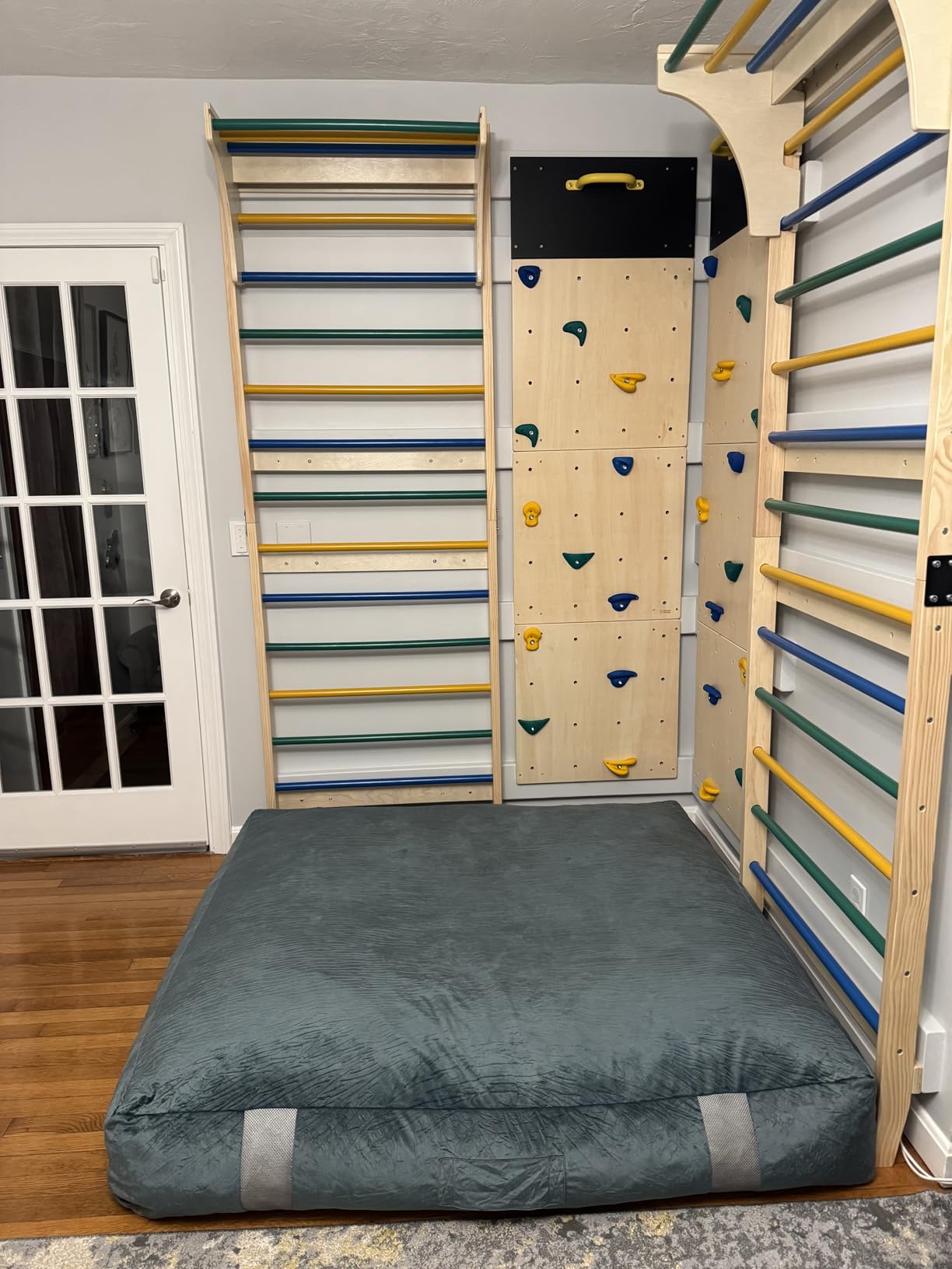 ComfyBumpy Rock Climbing Wall for Kids | Indoor Playground Play Gym Set with Drawing Blackboard & 12 Non-Slip Holds | Durable Wooden Climber for Ages 3+ | 132 lbs Capacity customer photo 1
