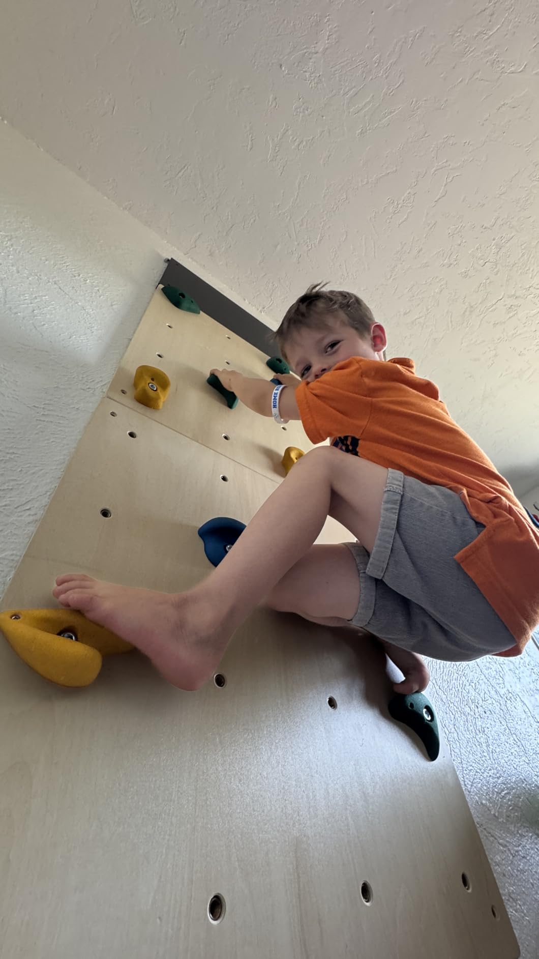 ComfyBumpy Rock Climbing Wall for Kids | Indoor Playground Play Gym Set with Drawing Blackboard & 12 Non-Slip Holds | Durable Wooden Climber for Ages 3+ | 132 lbs Capacity customer photo 2