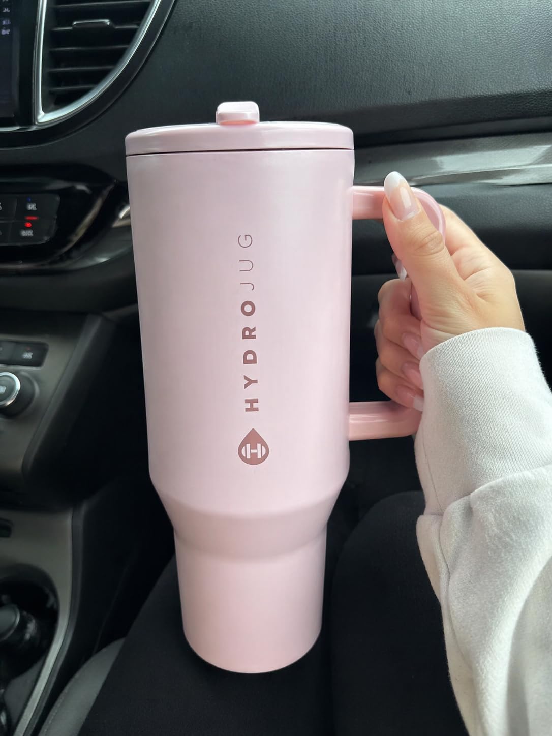 HydroJug Traveler - 32 oz Water Bottle with Handle & Flip Straw - Fits in Cup Holder, Leak Resistant Tumbler-Reusable Insulated Stainless Steel & Rubber Base - Gifts for Women & Men, Sage customer photo 2