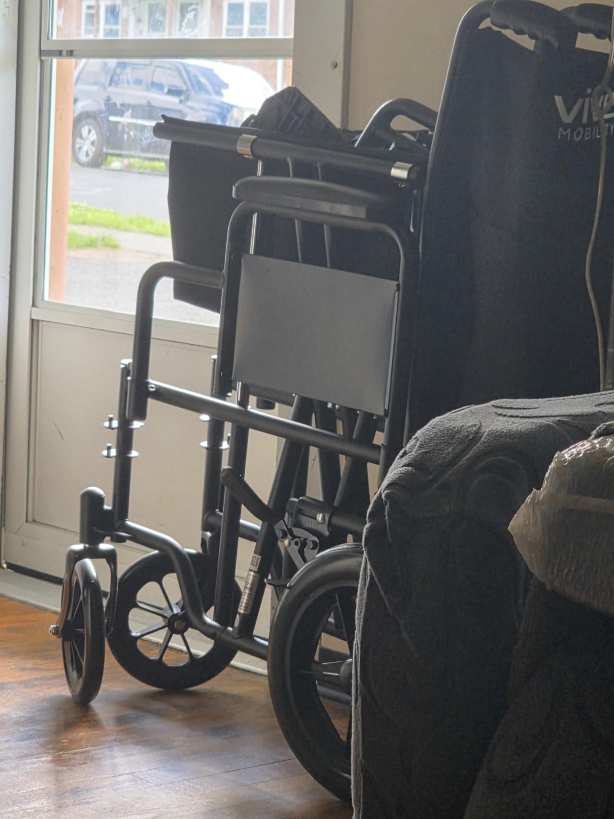Vive Mobility Bariatric Transport Wheelchair for Adults - Supports 450lbs - Foldable, Heavy Duty Travel Wheel Chair - Portable, Transfer Aid with Swing Away Footrests & 22 Inch Wide Seat customer photo 1