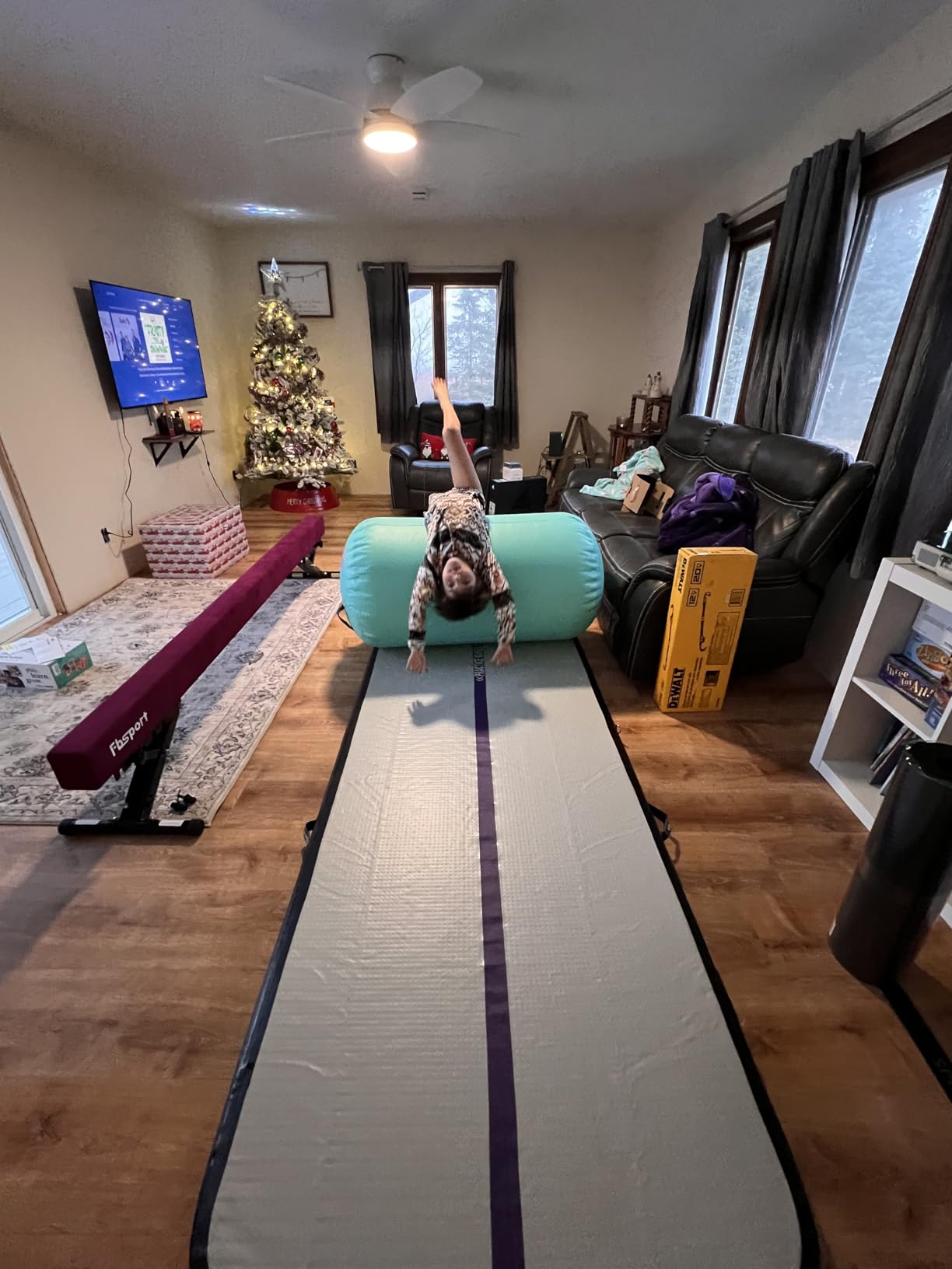 FBSPORT 8ft Adjustable Balance Beam: High and Low Floor Beam Gymnastics Equipment for Kids/Adults,Gymnastics Beam for Training,Practice, Physical Therapy and Professional Home Training with Legs customer photo 1