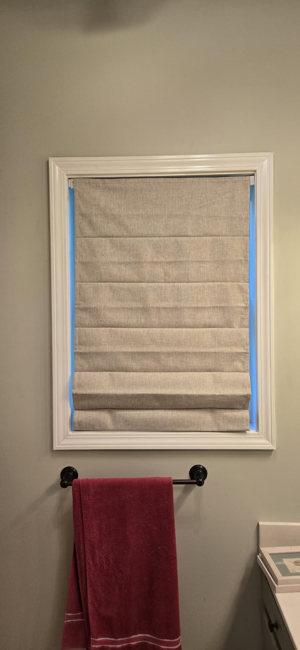 LazBlinds No Tools No Drill Cordless Roman Shades for Windows, Blackout Thermal Insulated UV Blocking Window Blinds, Room Darkening Fabric Blinds for Indoor Windows, 30'' W x 48'' H, Beige customer photo 1