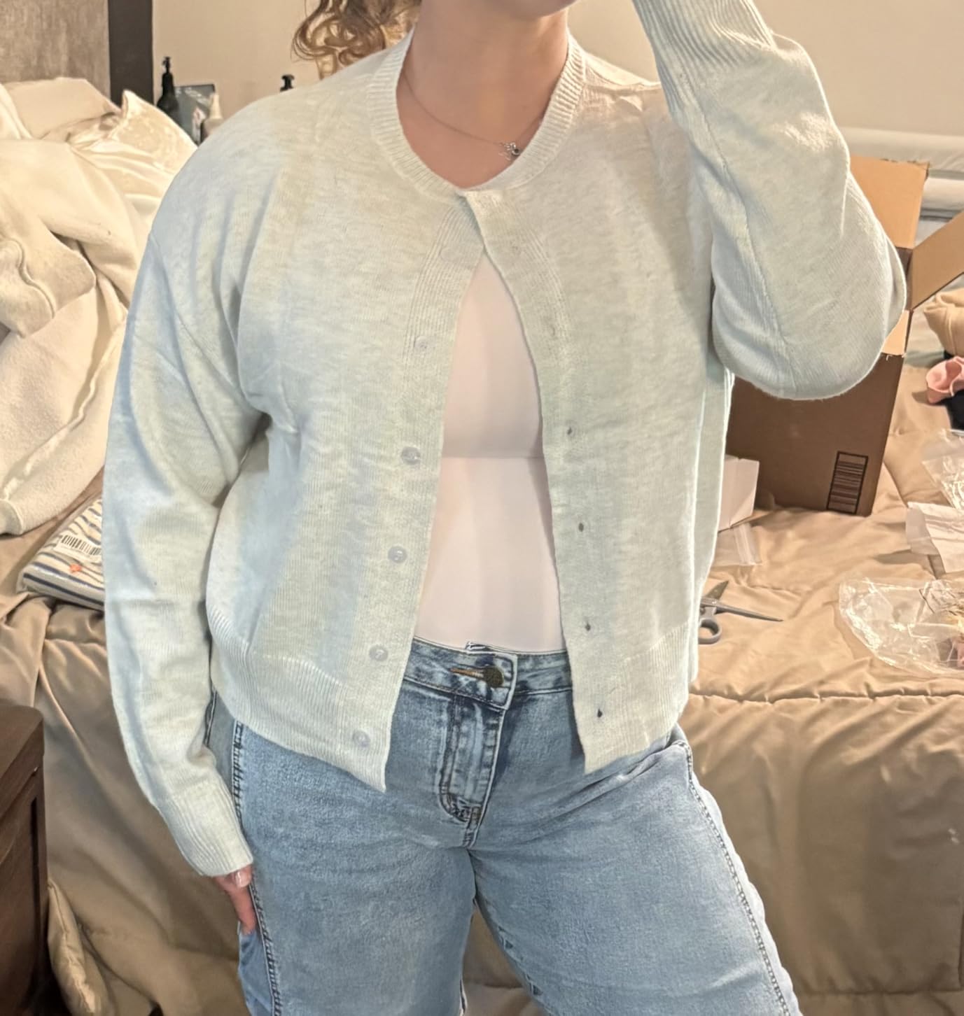 Trendy Queen Cropped Cardigan Sweaters for Women Y2k Fall Fashion Clothes 2026 customer photo 1