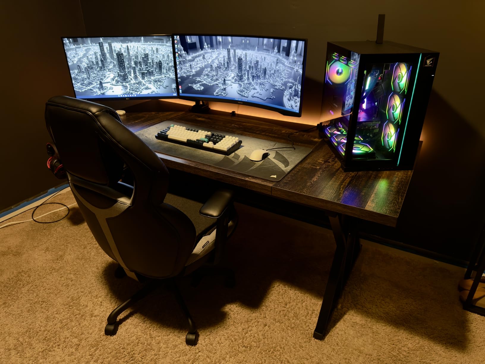 LITTLE TREE 70.8-Inch Office Desk, Wooden Executive Office Desk, Modern Work Desk, Large Farmhouse Writing Table Computer Desk for Home, Brown-Black customer photo 1