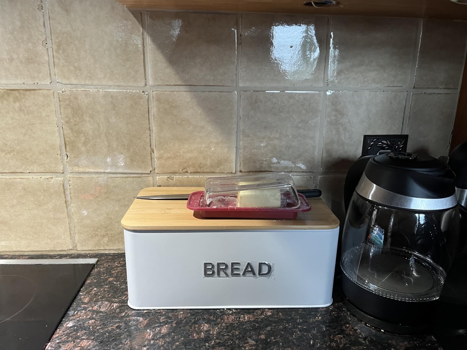 Culinary Couture White Bread Box for Kitchen Countertop with Bamboo Lid - Large BreadBox for Homemade Bread - Storage BreadBox with Cutting Board Lid customer photo 1