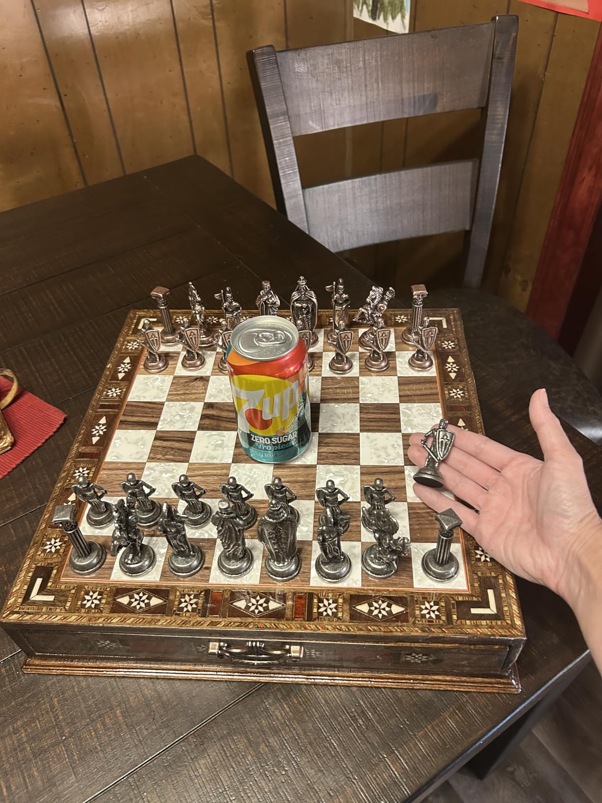 15'' Handmade Wooden Chess Set with British Army Metal Pieces - Luxury Storage Board - Gift for Adults, Fathers & Collectors (Black) customer photo 2