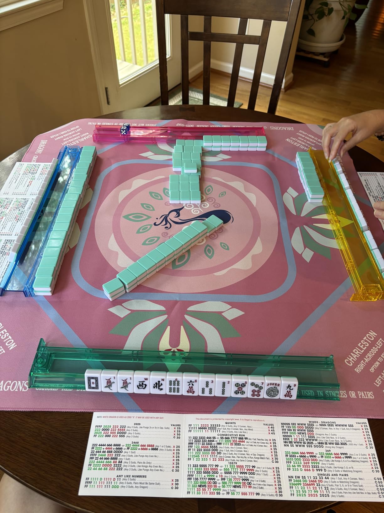 TIASUSAN American Mahjong Game Set, 166 Pink Tiles, Pink Bag and Entire Accessories, 4 All-in-One Rack/Pushers, Mahjong Tiles Set customer photo 1