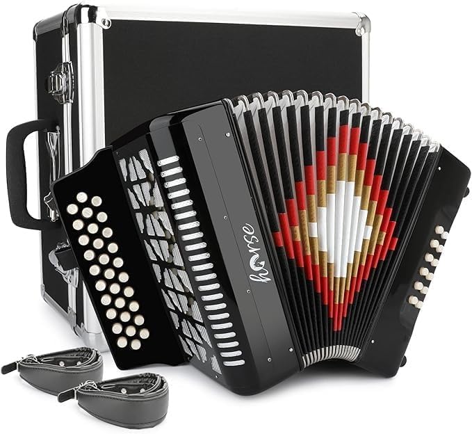 Horse 31 Key Accordion, 12 Bass 3-Row G/C/F Diatonic Accordions Instruments for Adults customer photo 1