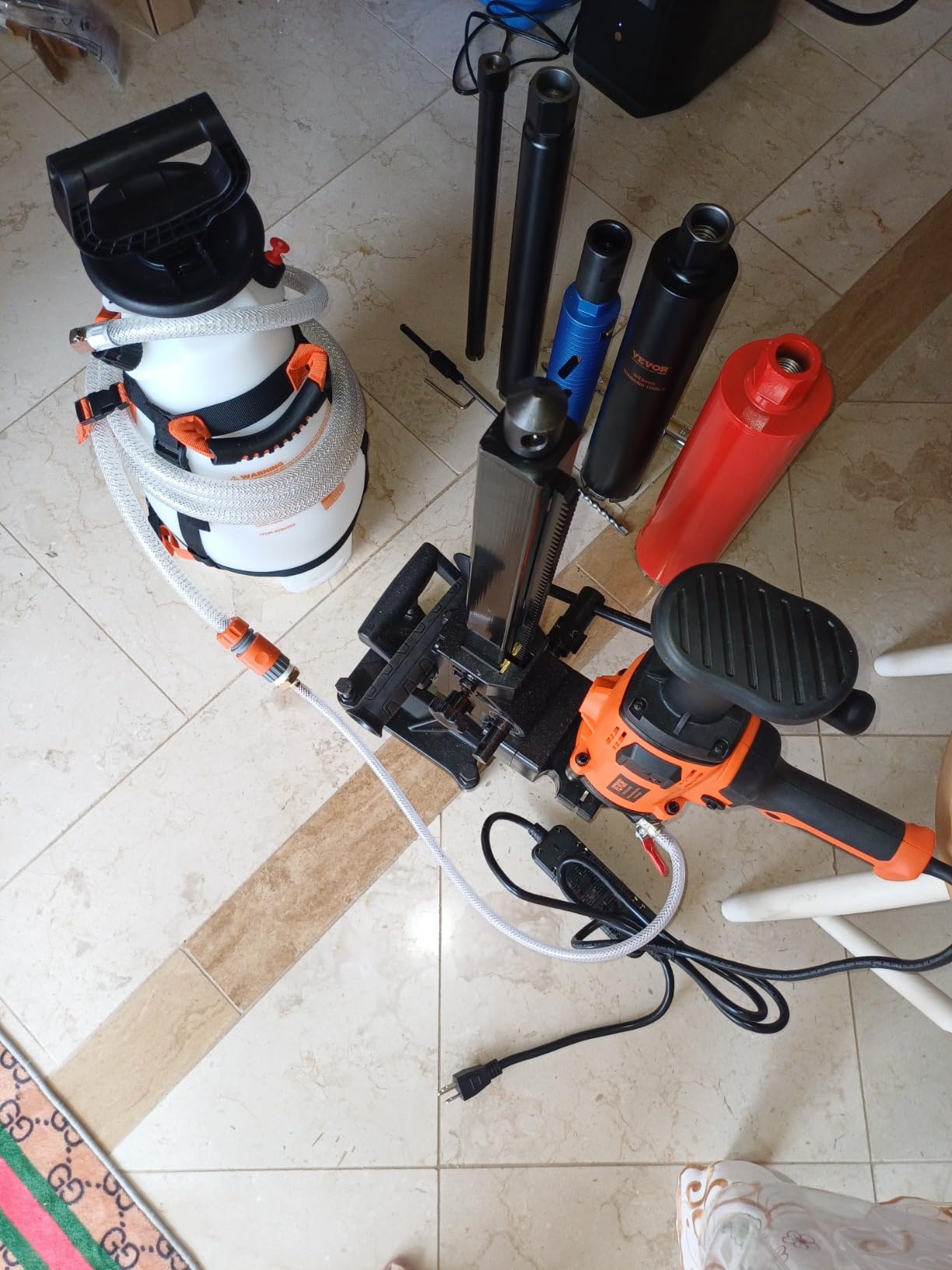VEVOR Core Drill Machine, 0.8-11.8in Drilling Diameter Diamond Core Drill Rig with Stand and Core Drill Bit, 3500W Rugged Concrete Core Drill, Wet and Dry Use, For Concrete, Brick, Marble customer photo 1