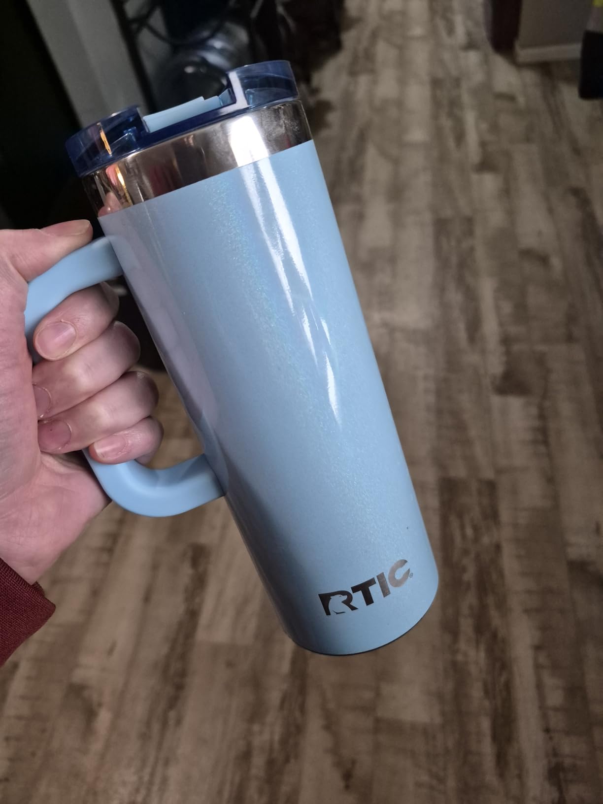 RTIC 20oz Road Trip Travel Mug with Lid and Handle, Ceramic Lined, Insulated, Stainless Steel, Metal, Double Wall Vacuum-Insulation, Portable Coffee, Tea Cup for Hot and Cold Drink, Black customer photo 1