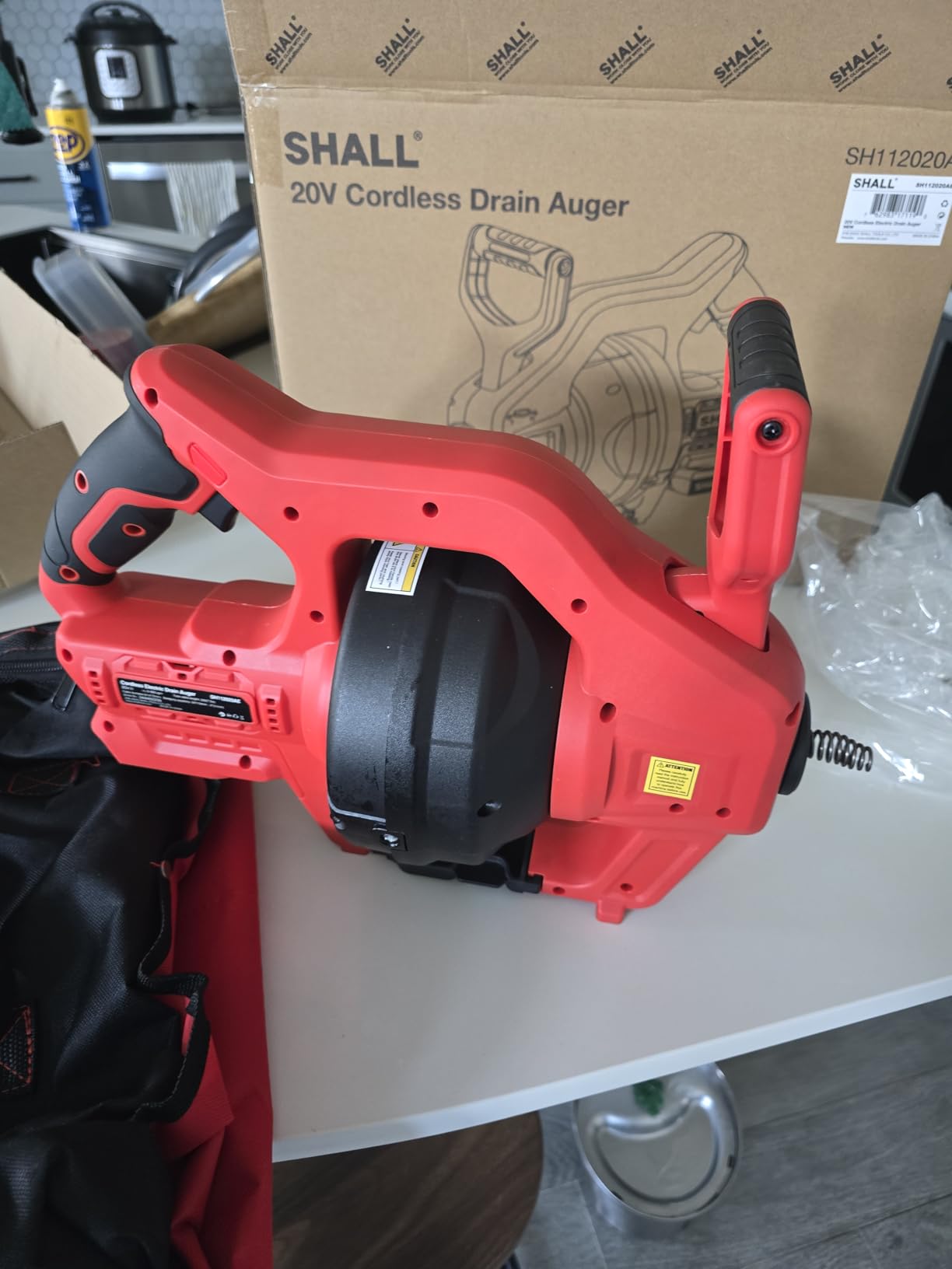 SHALL 20V Cordless Drain Auger with 25Ft Plumbing Drain Snake, Electric Snake Drain Hair Clog Remover W/ 2.0Ah Battery & Fast Charger, Shower Drain Snake for 3/4''-2'' Sewer Pipe, Sink Toilet Bathroom customer photo 2
