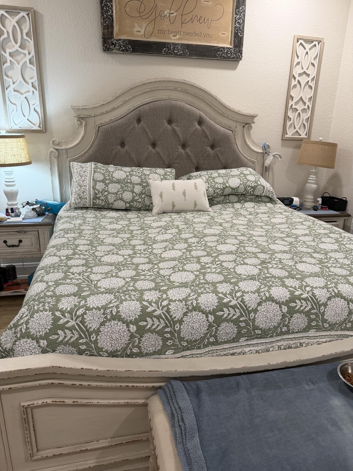 Levtex Home Adare Taupe Reversible King/Cal King Quilt Set (106x92in) and 2 Pillow Shams (36x20in) - Floral Bedding - Taupe White - Cotton King Size Quilt Bedding Set - Lightweight, Soft, Pre-Washed customer photo 1