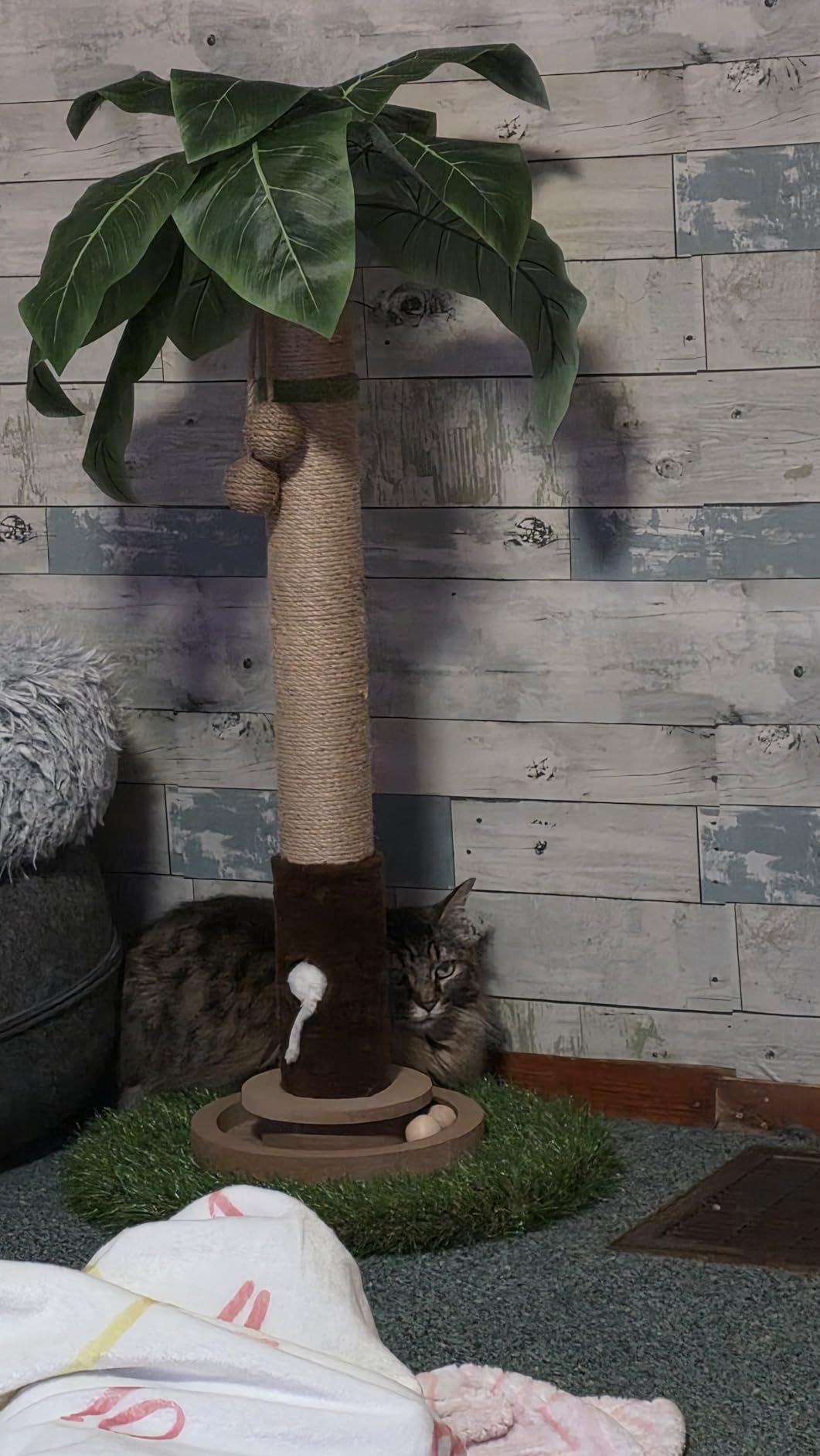 Woochpet Cat Scratching Post 35'' Tall Cat Scratcher Tree Tower Scratching Posts for Indoor Cats with Cat Toy Mouse Hole and Interactive Wooden Ball for Kittens Adults Cats customer photo 1