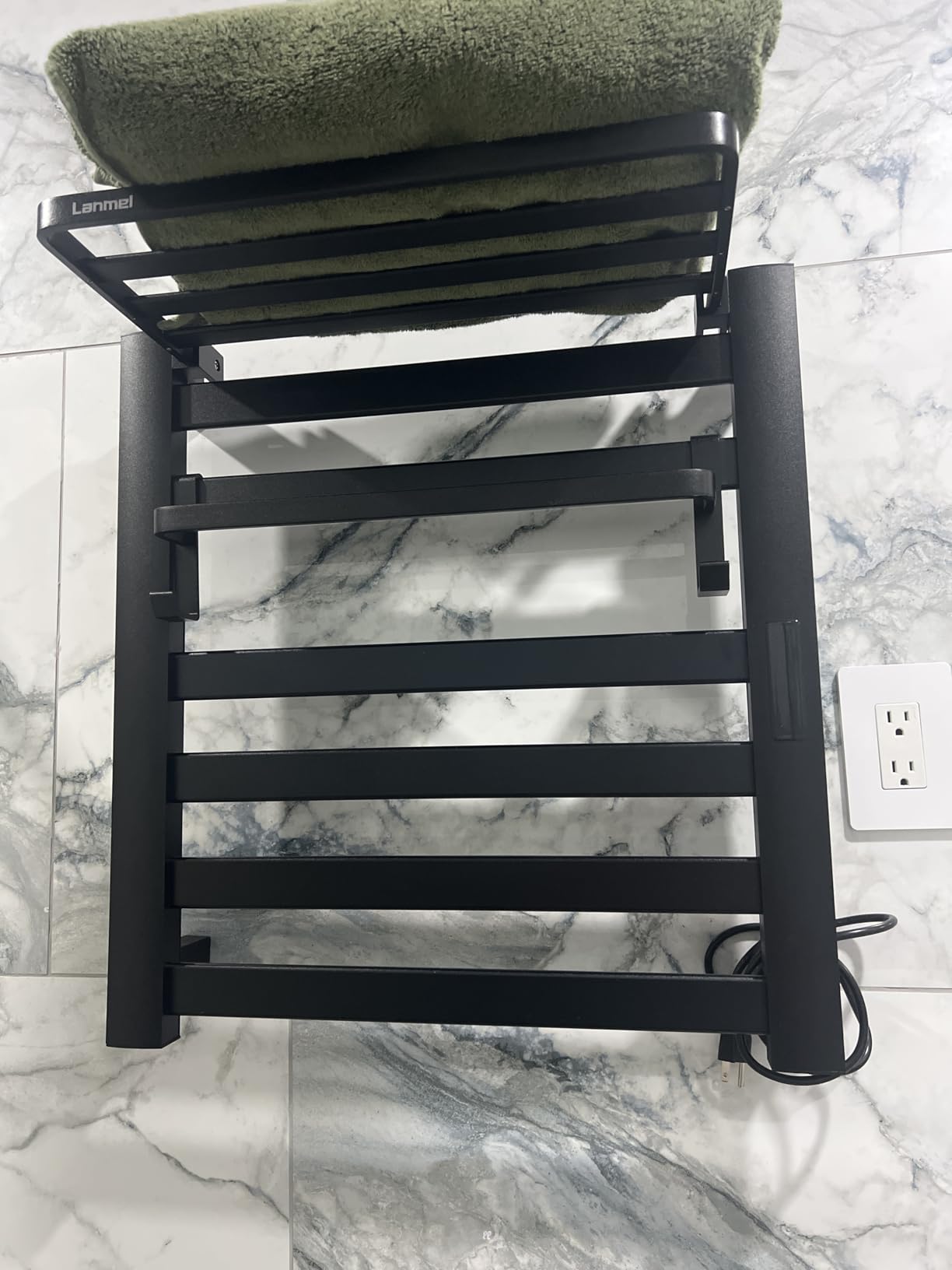 LANMEL 2 in 1 Towel Warmer Rack & Towel Rack Wall,10 Bars Electric Wall Mounted Heated Towel Racks for Bathroom, 24H Time Setting and Temperature Control Heated Drying Rack customer photo 1