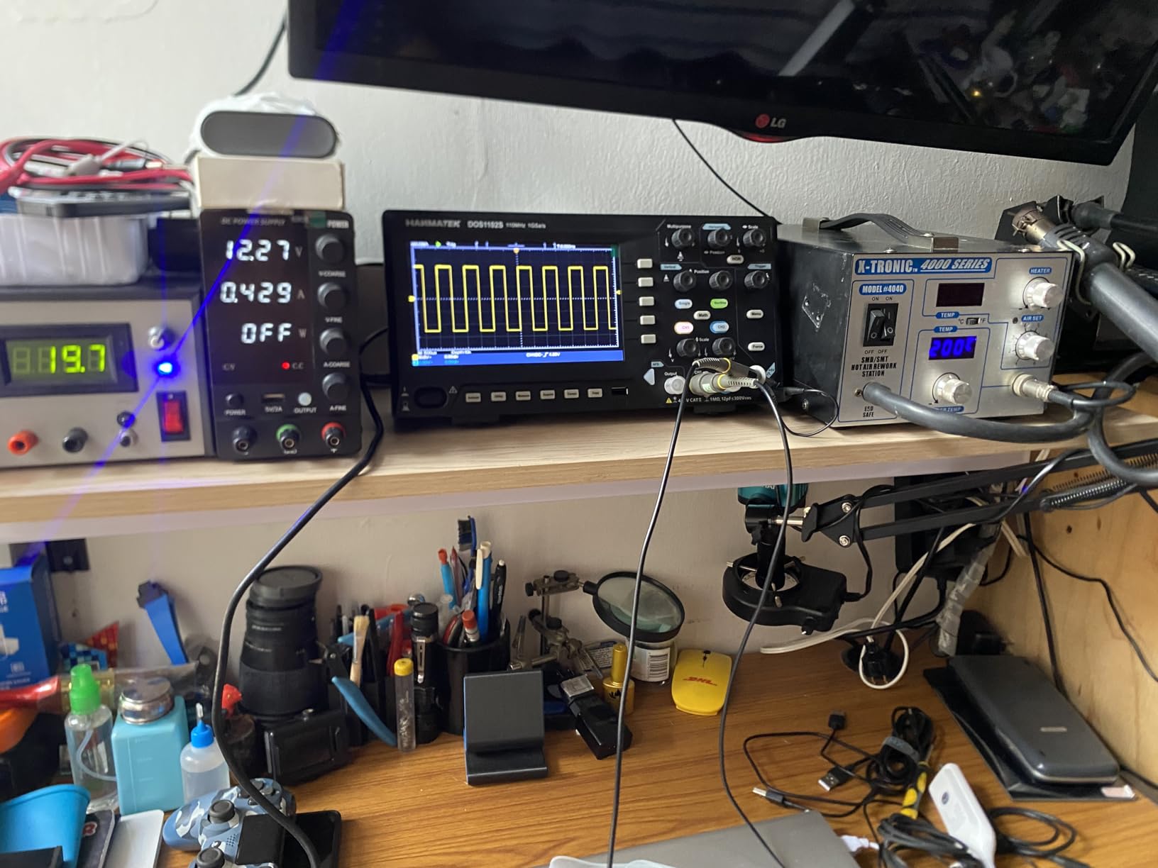 HANMATEK 2 in1 Digital Storage Oscilloscope with Built-in Waveform Generator, 110MHz Bandwidth, 2 x 500MSa/s Sampling Rate, Dual-Channel DOS1102S customer photo 1