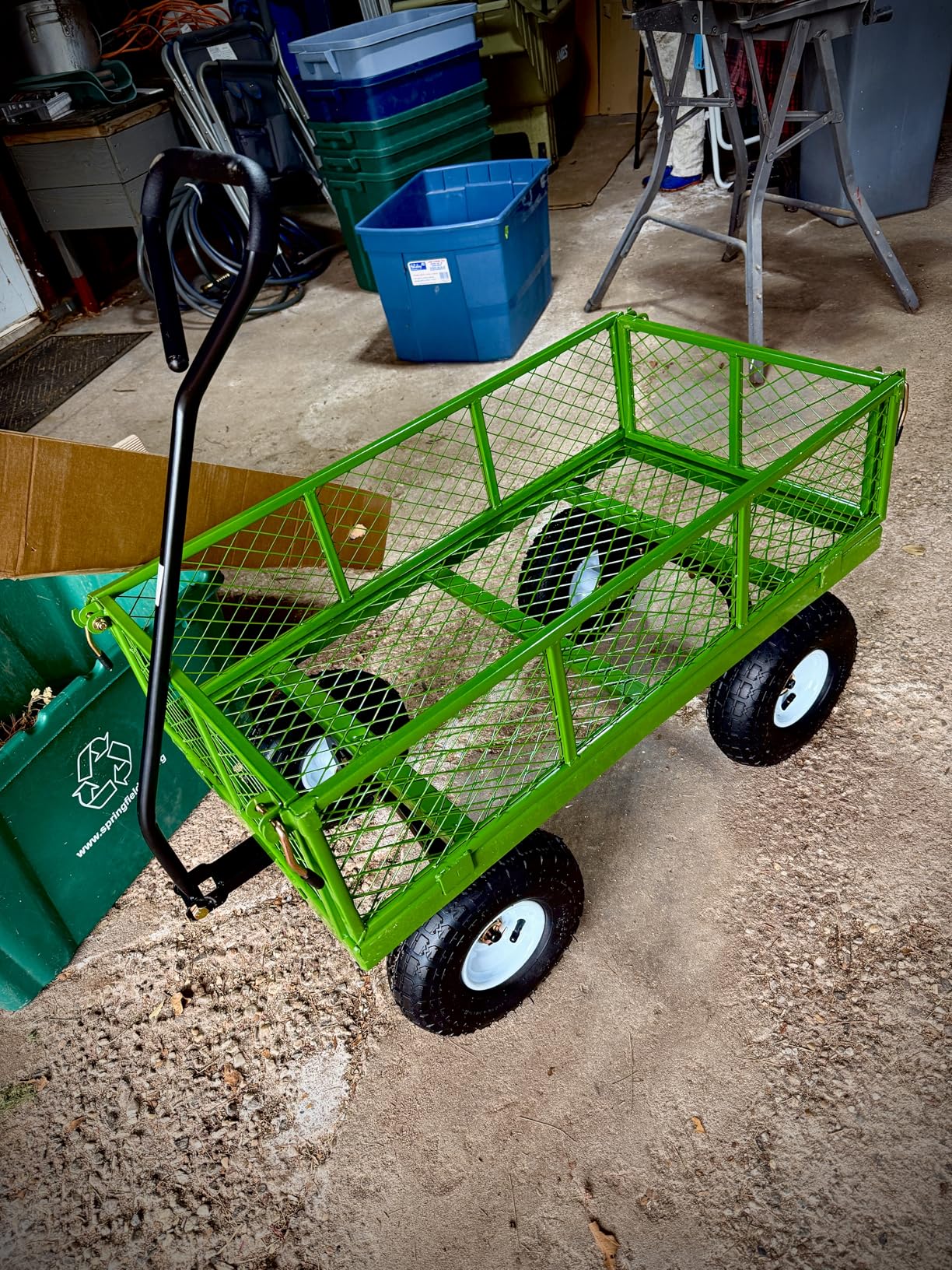 VEVOR 1200 Lbs Steel Garden Cart, Heavy Duty Pullable Garden Wagon Yard Cart, 2 in 1 Outdoor Metal Utility Wagon Yard Trailer with 13