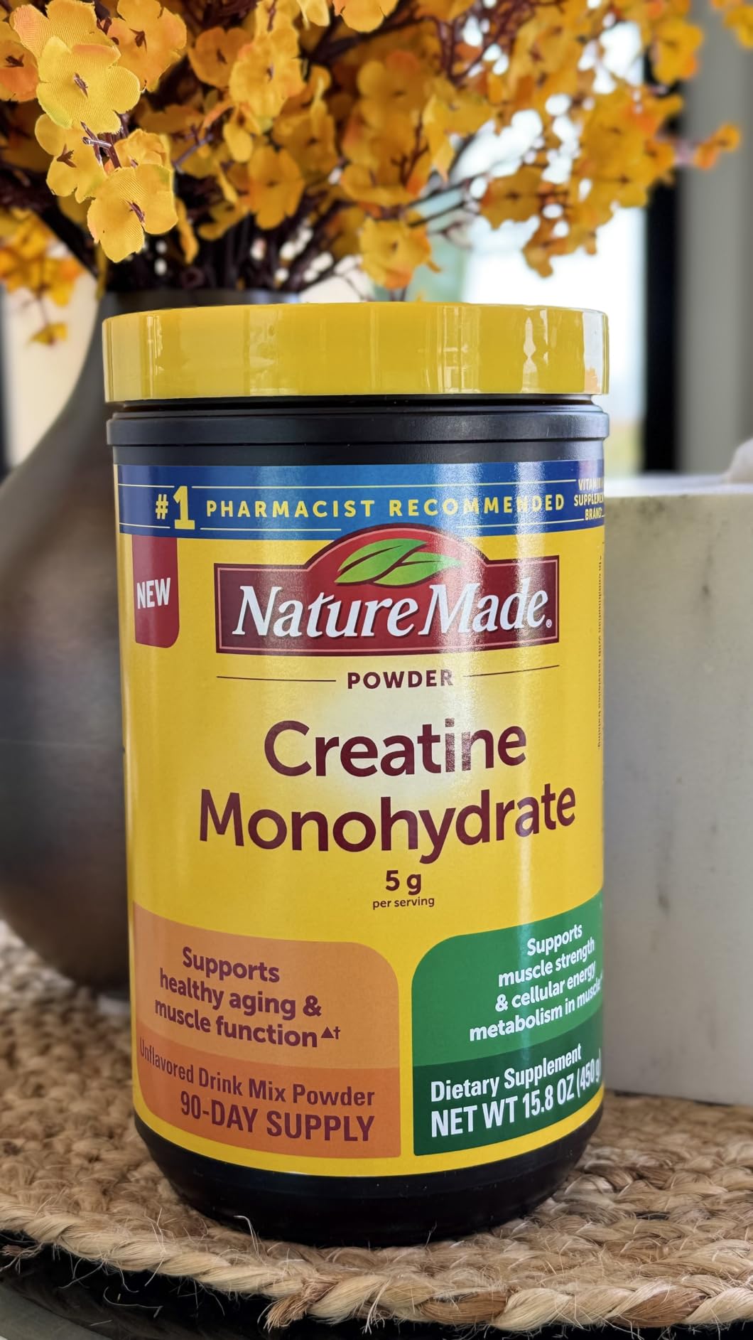 Nature Made Micronized Creatine Monohydrate Powder 5g per Serving, Unflavored Drink Mix Powder, Muscle Support, 450g, 90 Day Supply customer photo 1