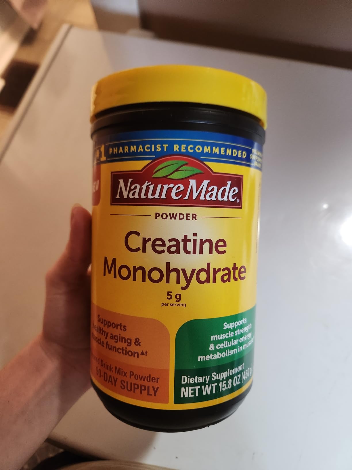 Nature Made Micronized Creatine Monohydrate Powder 5g per Serving, Unflavored Drink Mix Powder, Muscle Support, 450g, 90 Day Supply customer photo 2