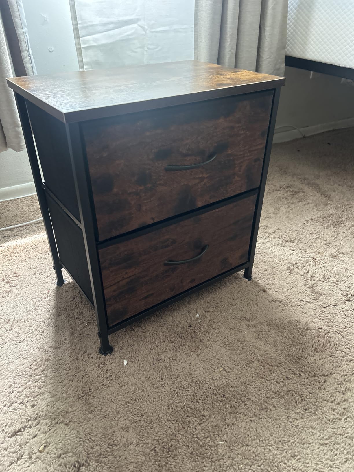 DUMOS Nightstand Small Dresser with 2 Fabric Drawers Side Tables Bedroom End Table Bedside Storage Furniture for 20 inch Tall Night Stand for Entryway, College Dorm, Classic Black customer photo 2