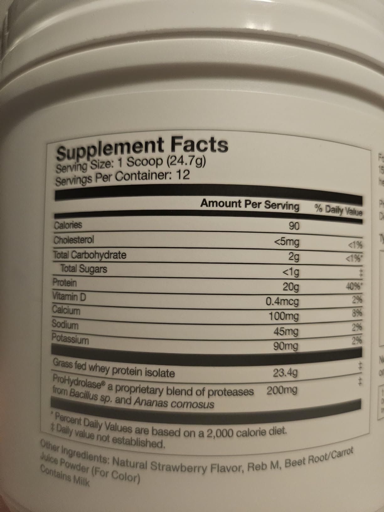 Momentous Essential Grass-Fed Whey Protein Powder - 20g Whey Isolate Protein - NSF Certified for Sport - Gluten-Free - 12 Servings - Strawberry customer photo 1