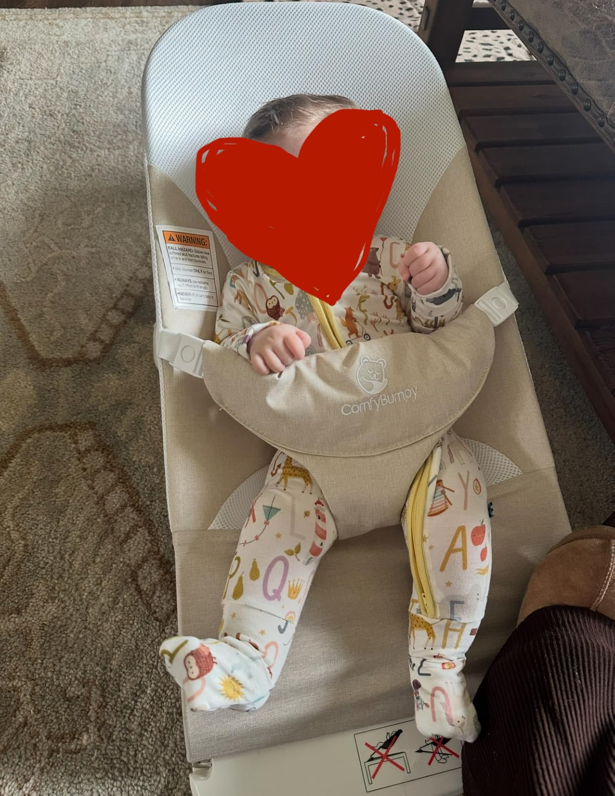 ComfyBumpy Ergonomic Baby Bouncer Seat - Safe, Portable Bouncing Chair with Adjustable Height Positions - Infant Bouncy Seat Perfect for Newborn Babies (Oatmeal) customer photo 1
