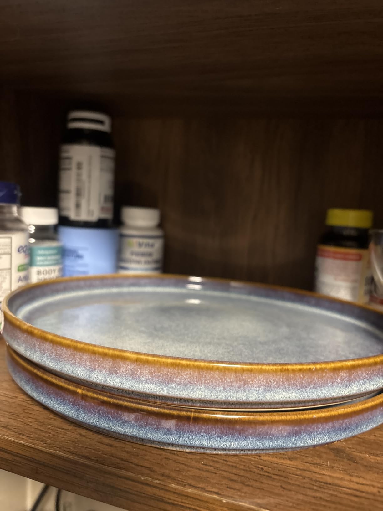 vancasso ONION Ceramic Dinnerware Sets, 12 Pieces Stoneware Plates and Bowls Sets for 4, Reactive Glaze Dishes Set for Kitchen, Dishwasher and Microwave Safe, Blue customer photo 2
