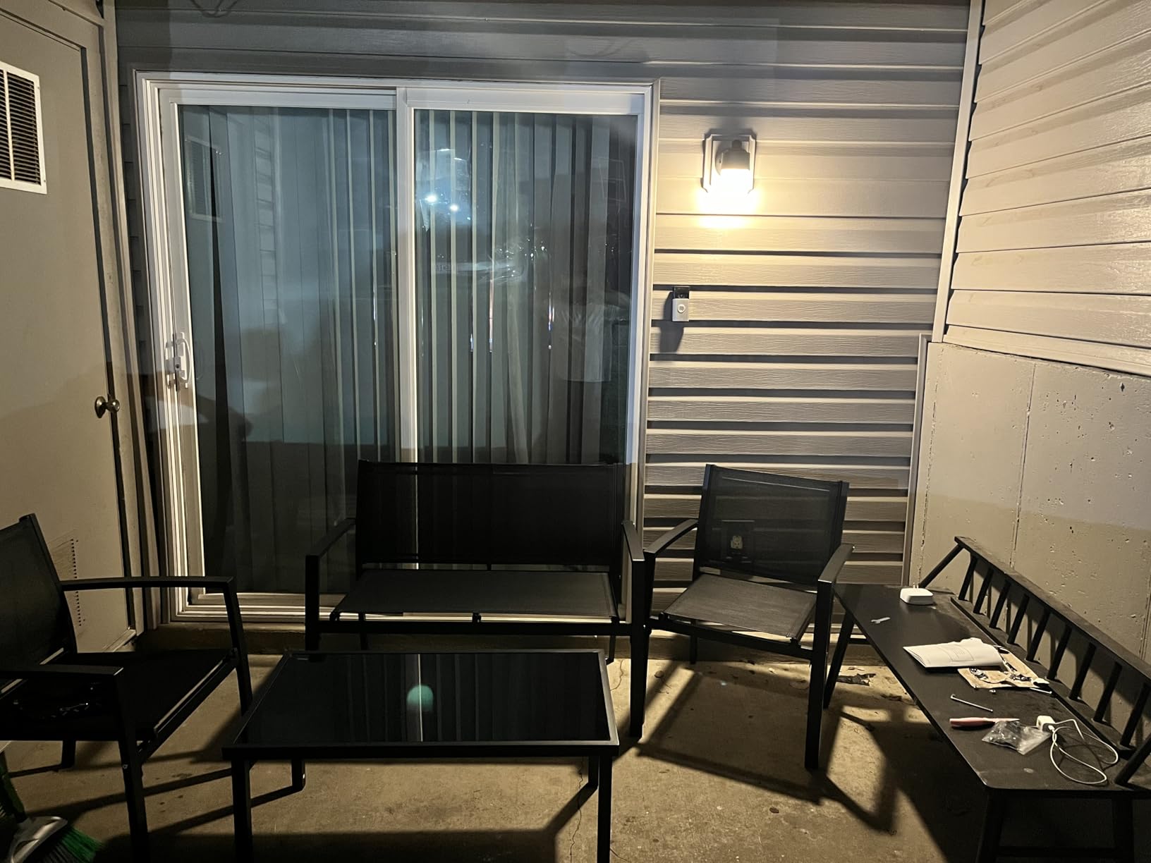 Shintenchi 4 Pieces Patio Furniture Set All Weather Textile Fabric Outdoor Conversation Set, with Glass Coffee Table, Loveseat, 2 Single Chairs for Home, Garden, Lawn, Porch customer photo 1
