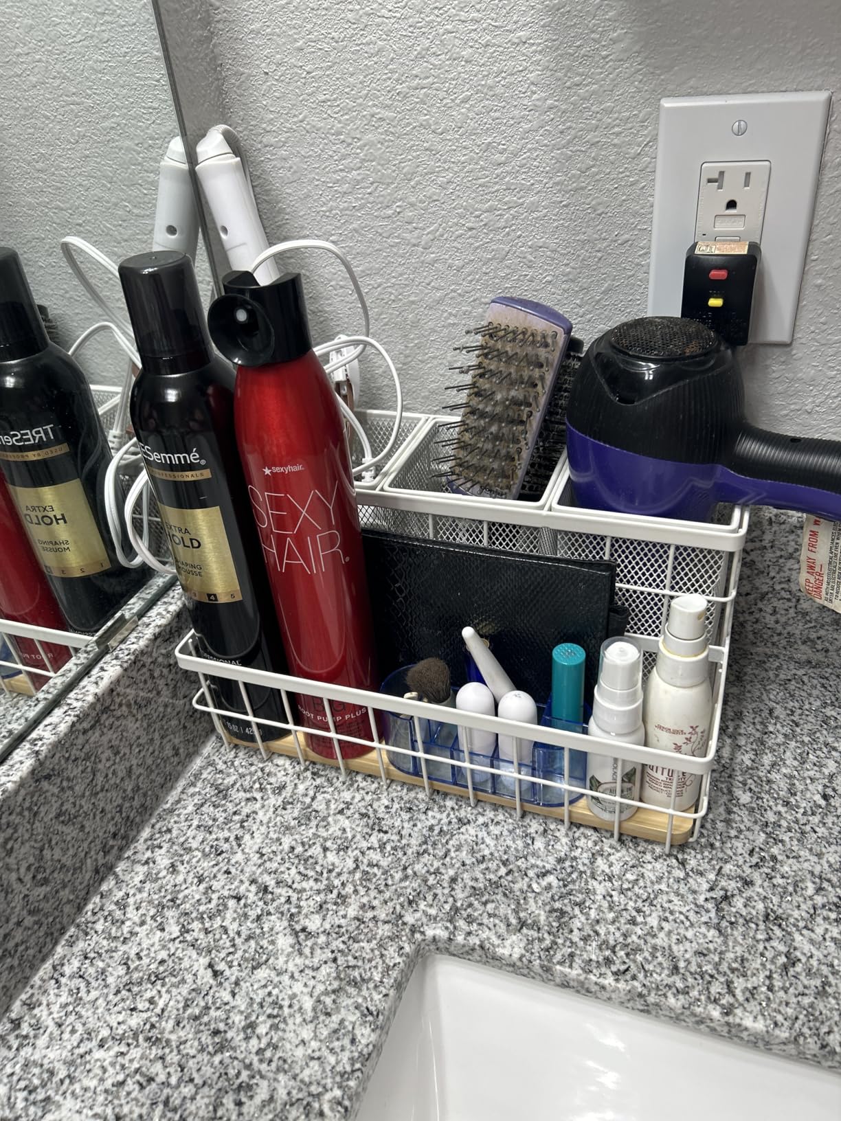 HB Design Co. Hair Tool Organizer - Countertop & Under Sink - Breathable Metal & Bamboo - Hot Hair Tools Organizer, Black customer photo 1