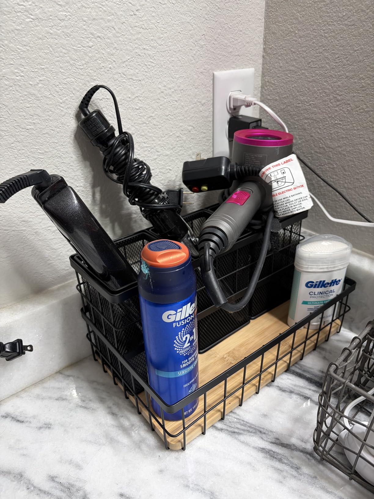 HB Design Co. Hair Tool Organizer - Countertop & Under Sink - Breathable Metal & Bamboo - Hot Hair Tools Organizer, Black customer photo 2