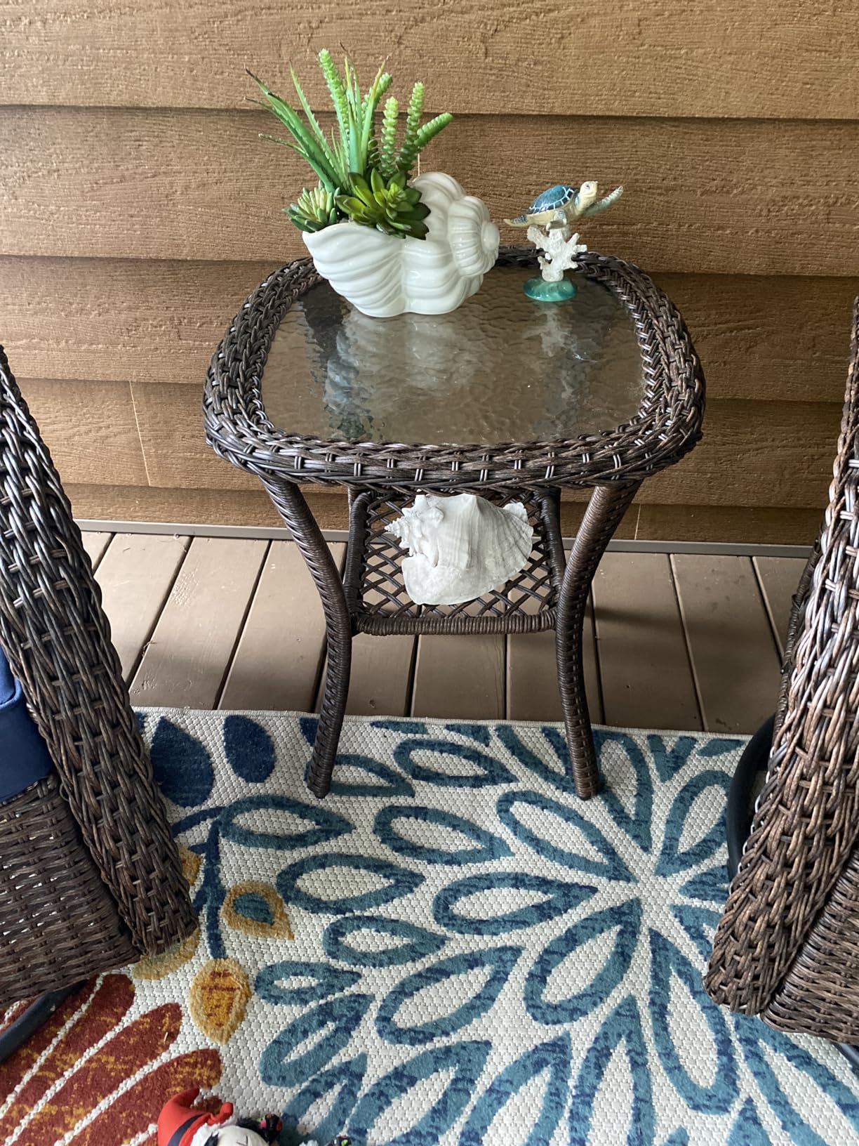 Aoxun 3 Pieces Patio Furniture Set, Patio Swivel Rocker Chairs Set of 2, Wicker Outdoor Bistro Set with Rocking Chair, Thickened Cushions and Table for Porch (Blue) customer photo 1