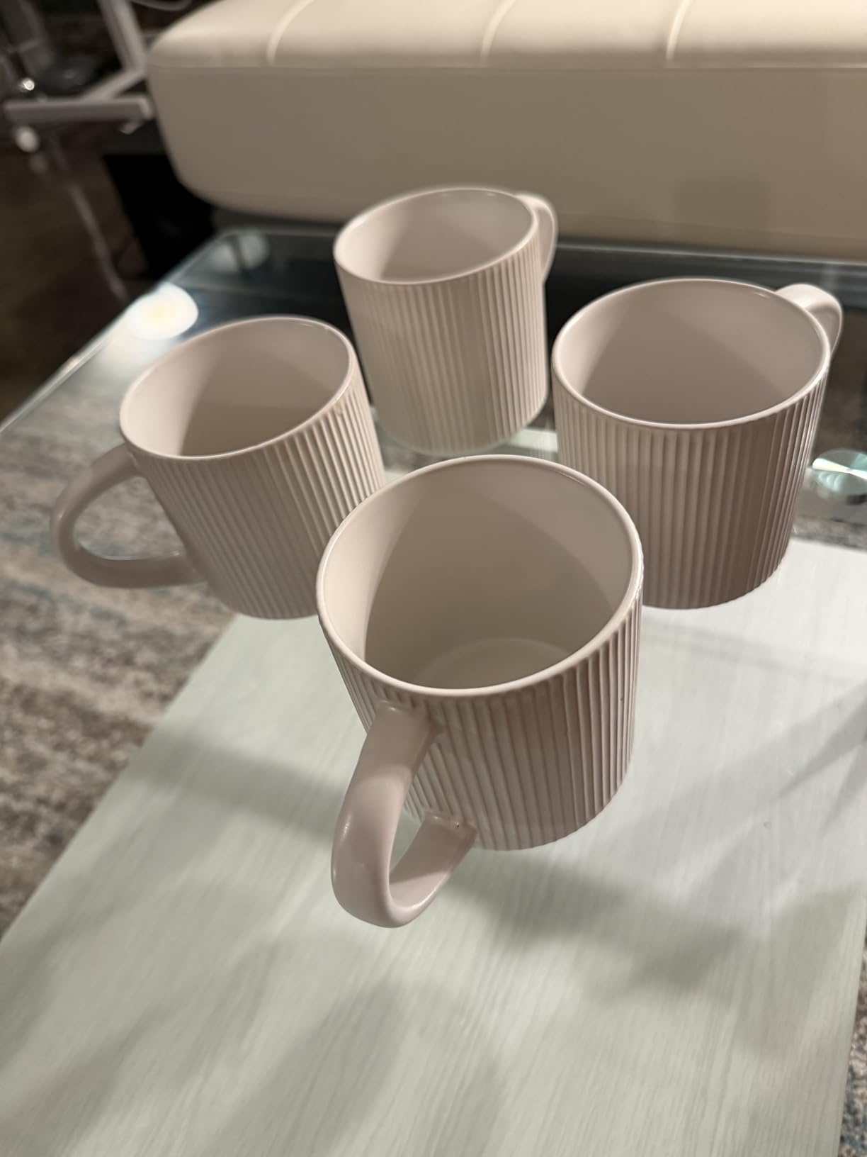 DeeCoo Matte White Coffee Mugs Set of 4, 12 Ounce Mug with Handles, Ceramic Stoneware Catering Coffee Cups, Porcelain Mugs Sets for Coffee, Tea, Hot Cocoa, Milk, Microwave and Dishwasher Safe customer photo 2