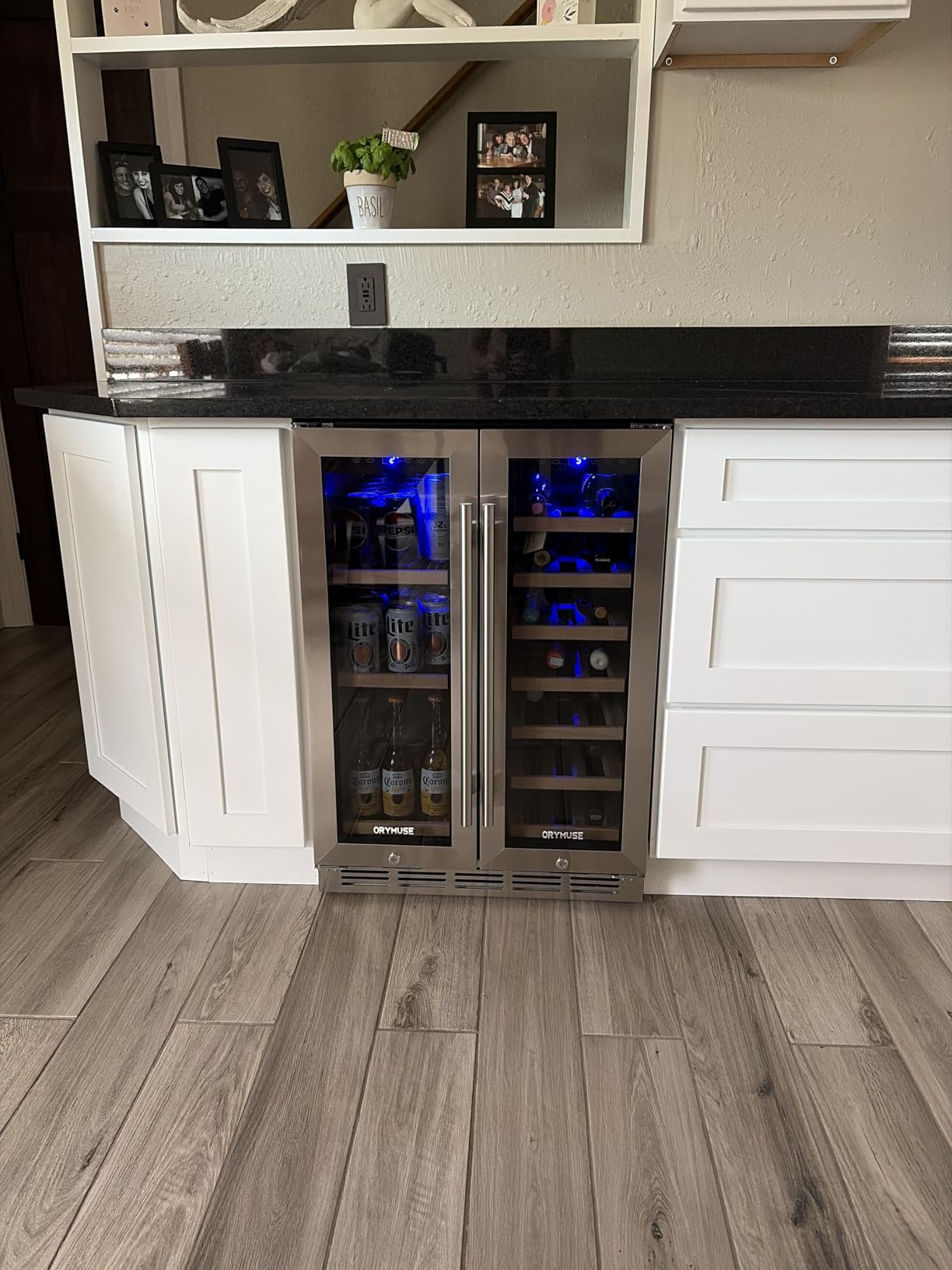 ORYMUSE 24 Inch Wine Cooler Refrigerator, 46 Bottle Dual Zone Wine Fridge with Stainless Steel Glass Door, Adjustable Shelves, Upgraded Compressor, Built-In Freestanding for Home, Bar, Kitchen customer photo 1