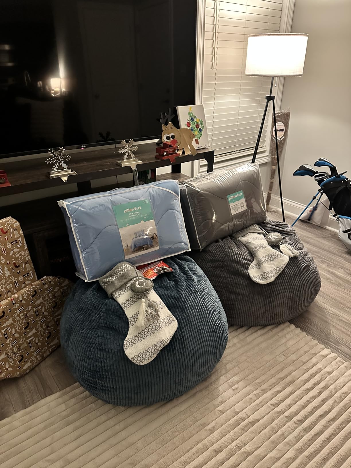 LPMOERA Bean Bag Chairs for Kids/Teen with Memory Foam Filling Bean Bag Sofa with Soft Corduroy Fabric BeanBag Chair for Living Room Bedroom College Dorm Reading Chair Blue customer photo 1