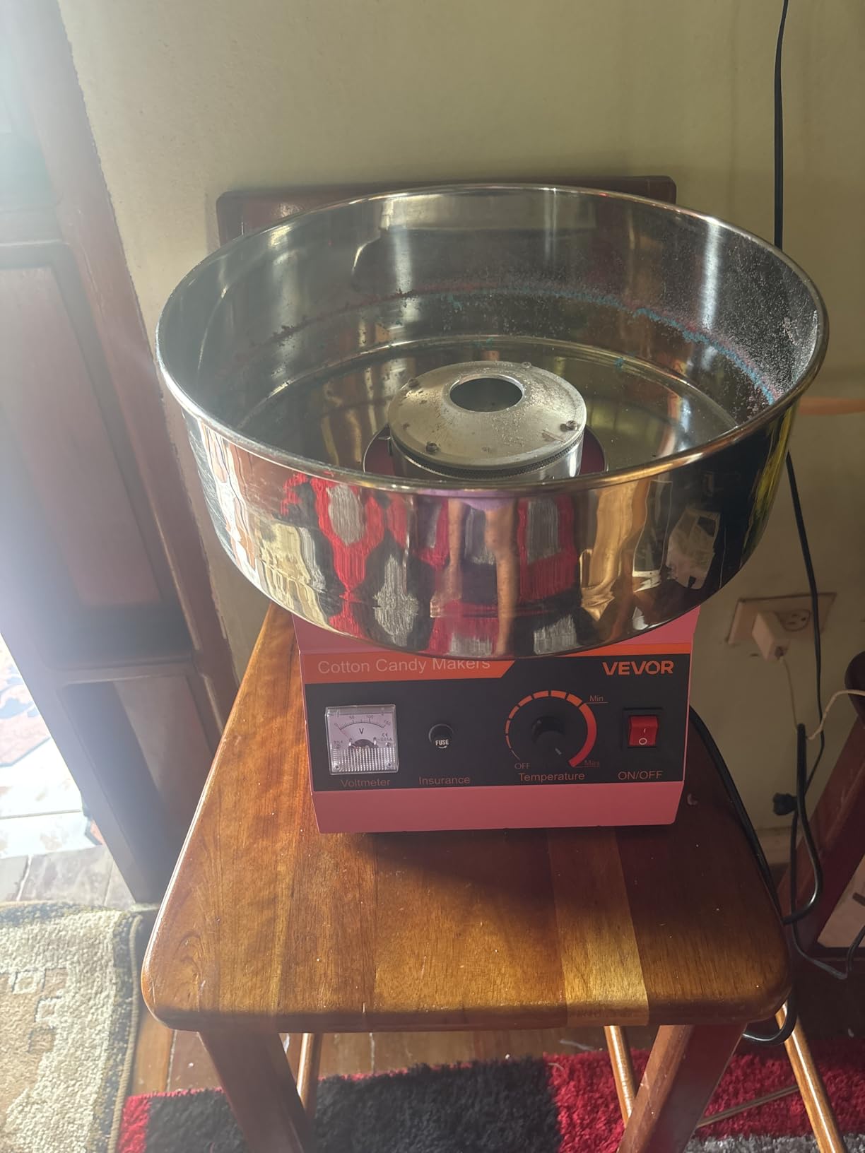 VEVOR Cotton Candy Machine Commercial, 1000W Electric Candy Floss Maker, Easy Use with 15 inch Stainless Steel Bowl and Sugar Scoop, Makes Hard Candy for Home Kids Birthday, Family Party, Pink customer photo 2
