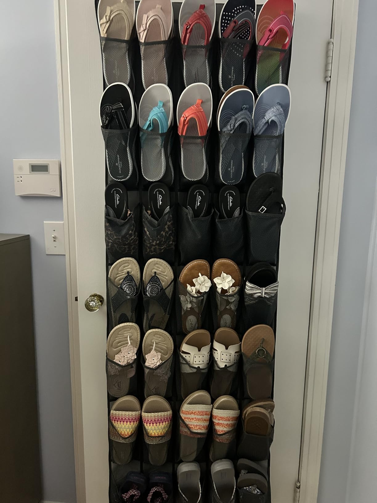 GORILLA GRIP Over The Door Organizer Storage, 5 Deep Hanging Shelves, Holds 50lbs, Closet Organizers Shelf for Bedroom, Shoes, Bathroom, Nursery, Dorm Essentials, 3 Metal Hooks, 58x15 Inches, Gray customer photo 1