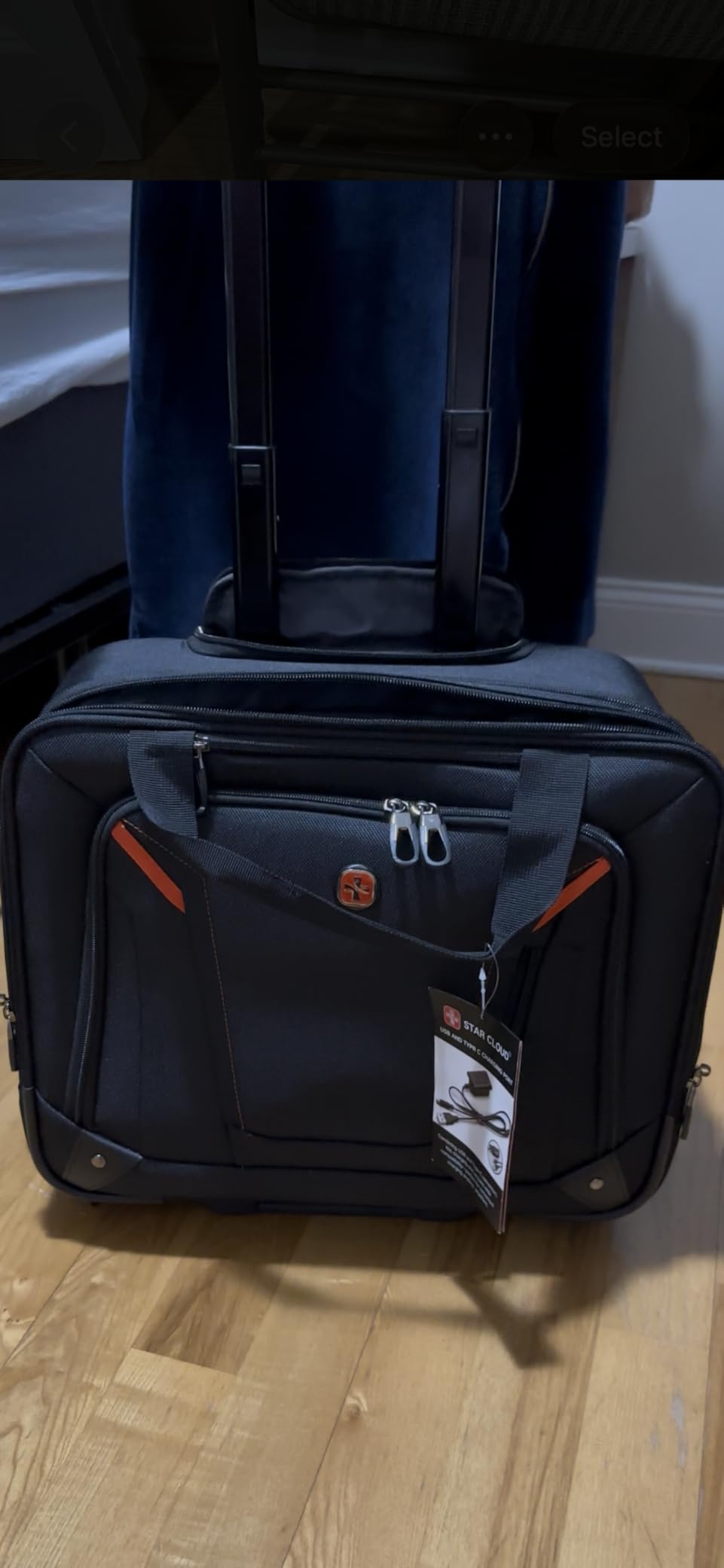 star cloud Rigid Frame Rolling Laptop Bag on Wheels, Rolling Briefcase with USB & Type-C Charging Port, Water Resistant Rolling Computer Bag for 17.3 Inch Laptop, Work Travel and Business customer photo 1