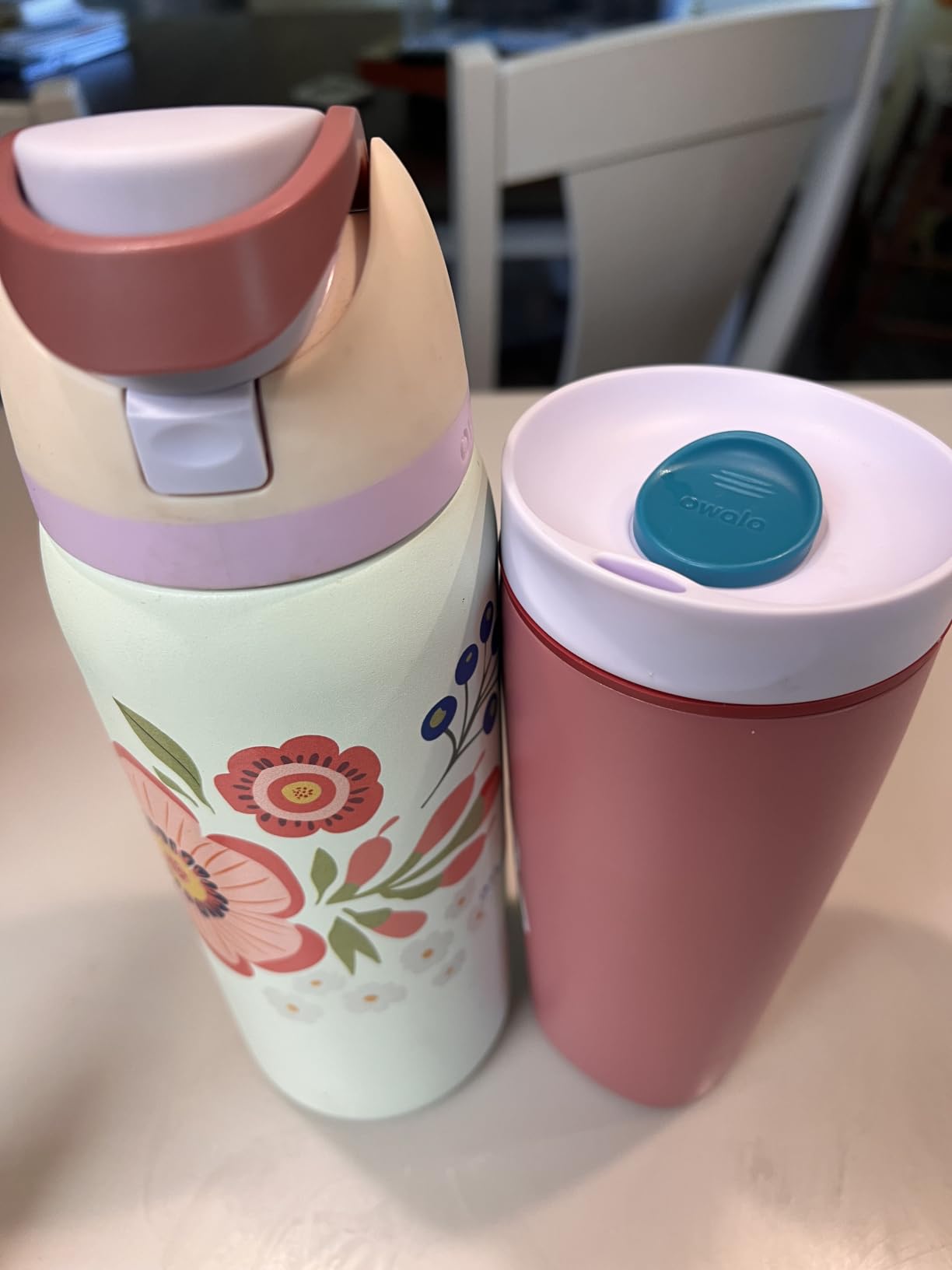 Owala SmoothSip Slider Stainless Steel Insulated Travel Mug with Handle, 100% Leak Proof, For Hot and Cold Drinks, Travel Friendly with Sliding Lock Lid, 12oz, BPA Free, Leak Proof, Black Cherry customer photo 1