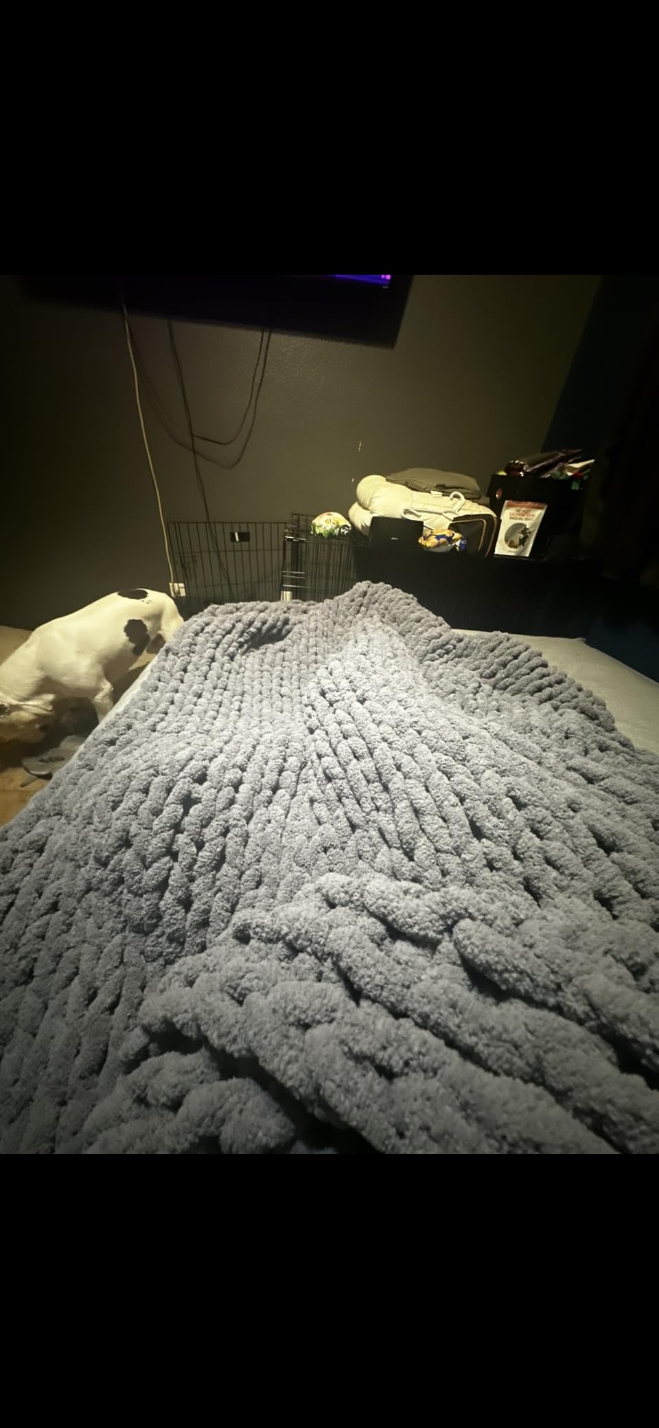 clootess Chunky Knit Blanket Chenille Throw - Warm Soft Cozy for Sofa Bed Boho Home Decor (Dark Grey 40x60 in) customer photo 1
