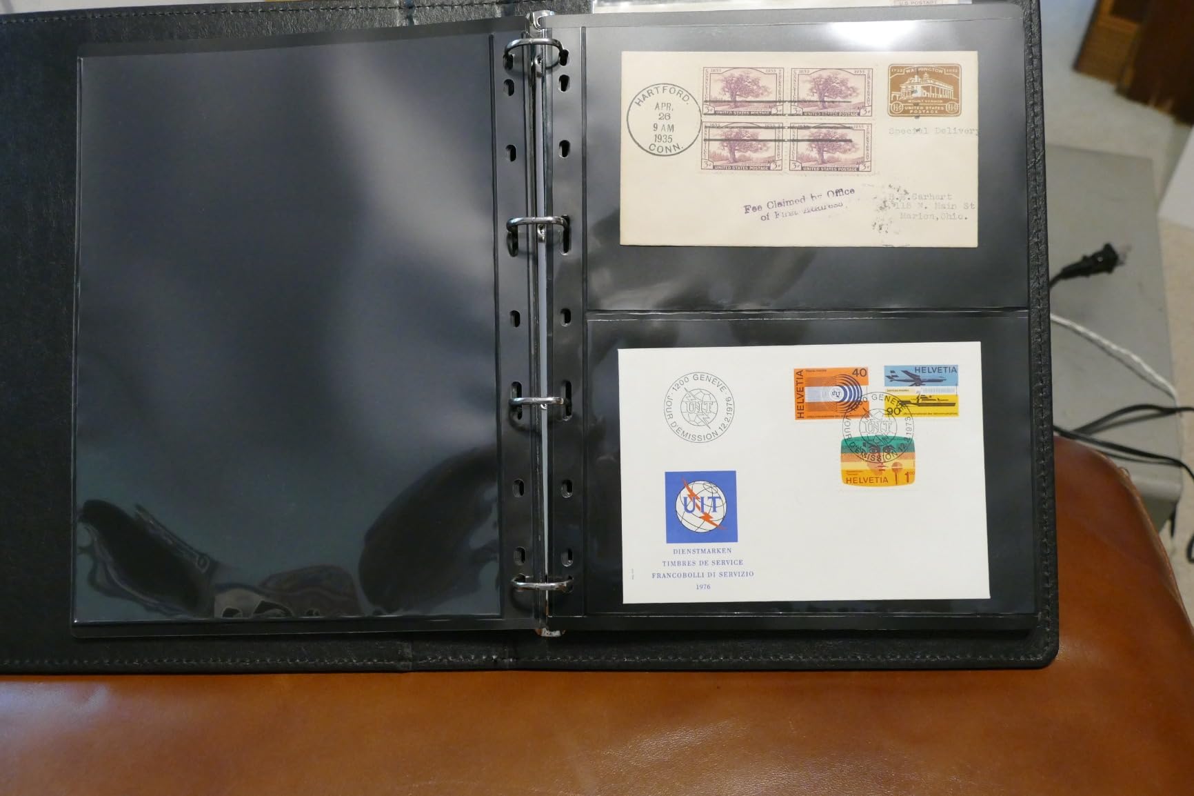Lewtemi Stamp Collecting Albums Set 4 Ring Stamp Collection Book Include 20 Pages Album Binder Tweezer and Loop Magnifier Collecting Supplies for Collectors (Black, 5/6/7/8 Rows) customer photo 2