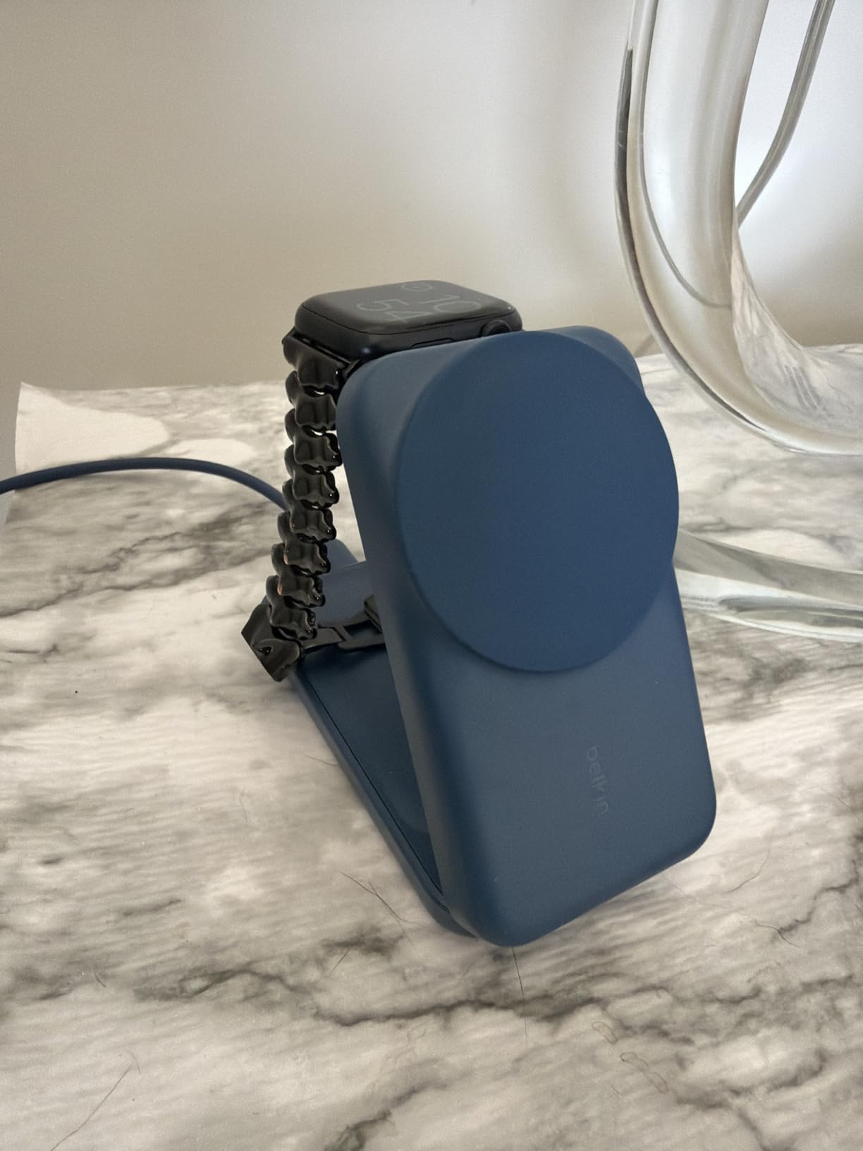 Belkin 3-in-1 Charging Station, Qi2.2 25W Magnetic Wireless Charger Dock, Foldable Charging Stand for iPhone 17/16/15, Apple Watch, AirPods, Pixel 10 (45W Adapter Included) customer photo 2