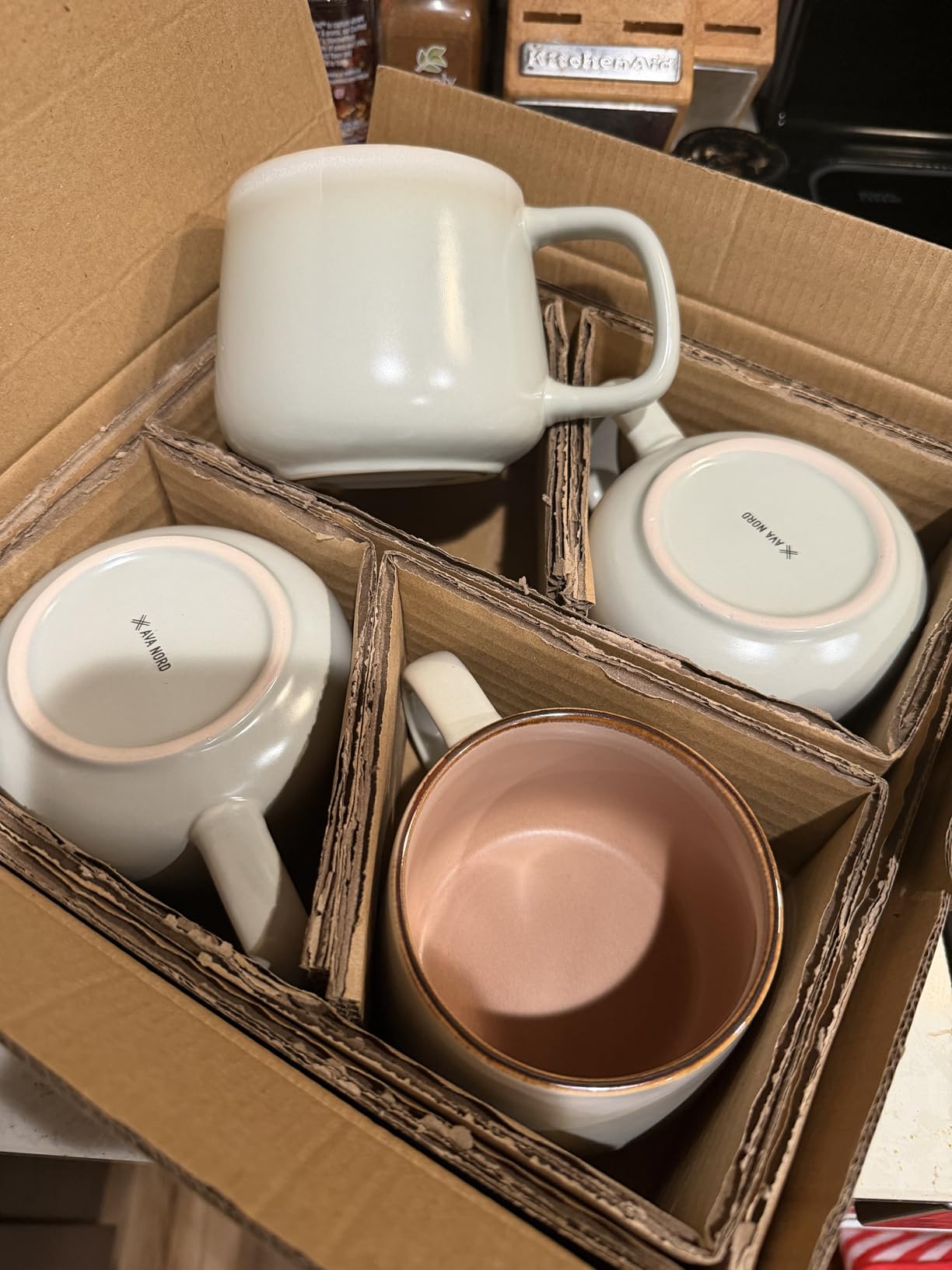 Ava Nord Large Ceramic Coffee Mugs Set of 4 | 16 oz Stoneware Coffee Cups | Lead-Free, Non-Toxic | Microwave and Dishwasher Safe | Comfortable Handle | Nordic Design for Tea, Cocoa, Latte | Sage Ash customer photo 1