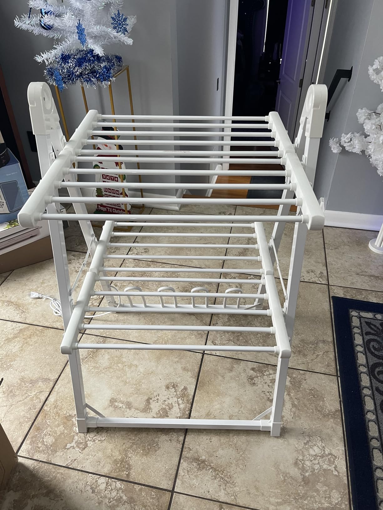 Electric Heating Clothes Drying Rack,Foldable Clothes Drying Rack,Suitable for Drying Clothes, Shoes and Socks.Plug & Play,Space Gray,Aluminum Alloy,One-Click Switch(39.37×52.56×25.98in) customer photo 2