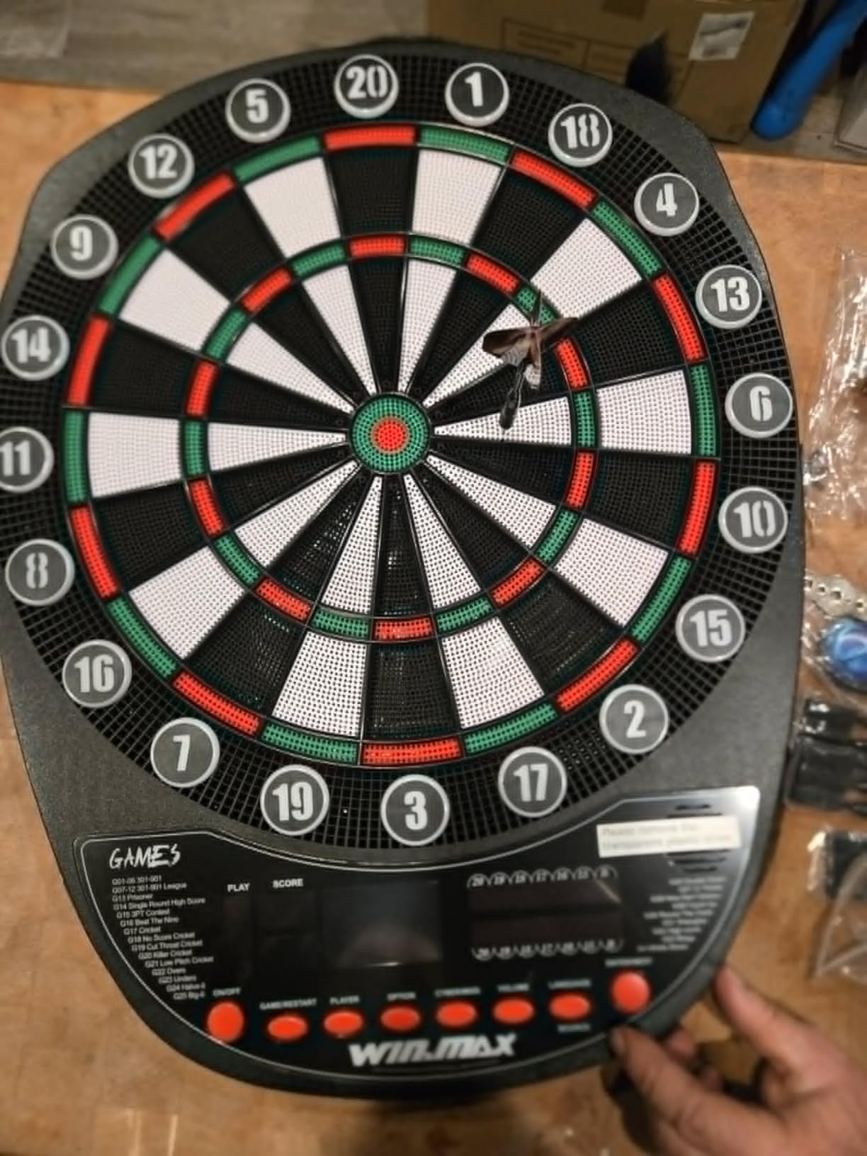 WIN.MAX Electronic Dart Board Soft Tip Dartboard Set LED Displays 3 Languages with 12 Darts 100 Tips Power Adapter customer photo 2