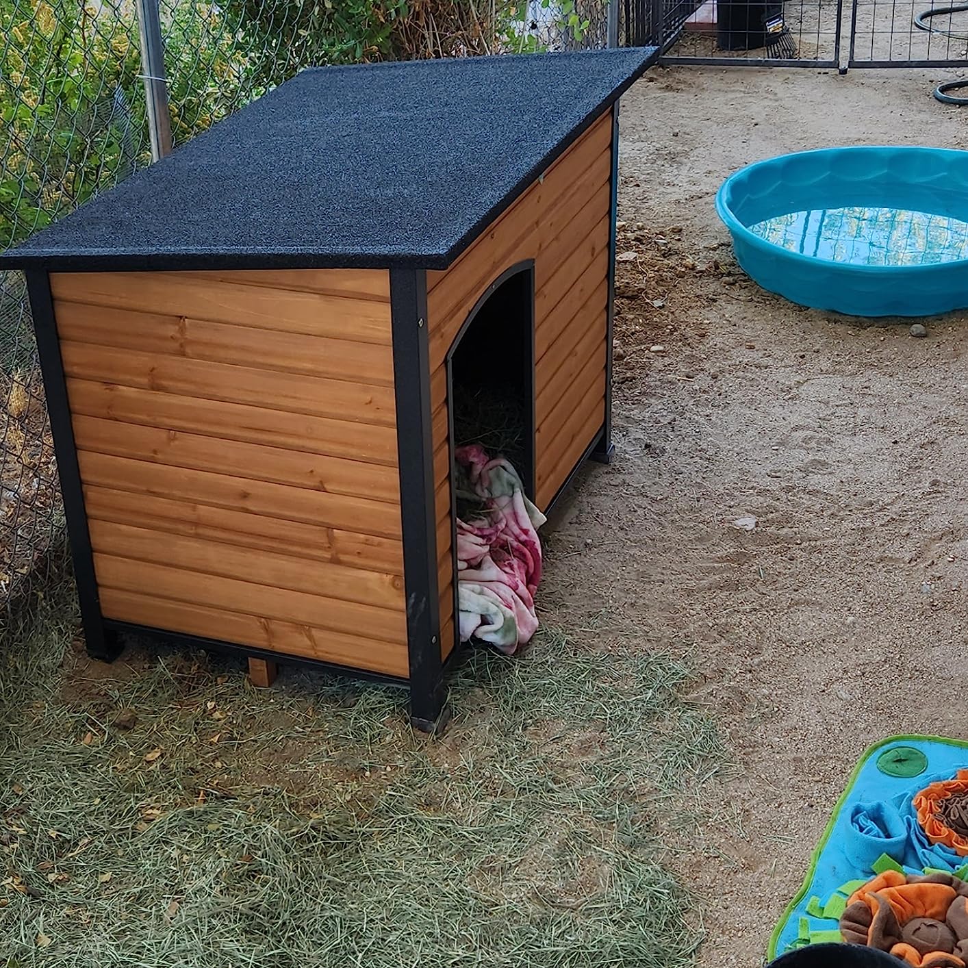Heated Dog House Outdoor Insulated Dog Kennel for Small Medium Large Dogs, Iron Frame Dog Shelter for Outside, Waterproof Roof Raised Feet Brown customer photo 1
