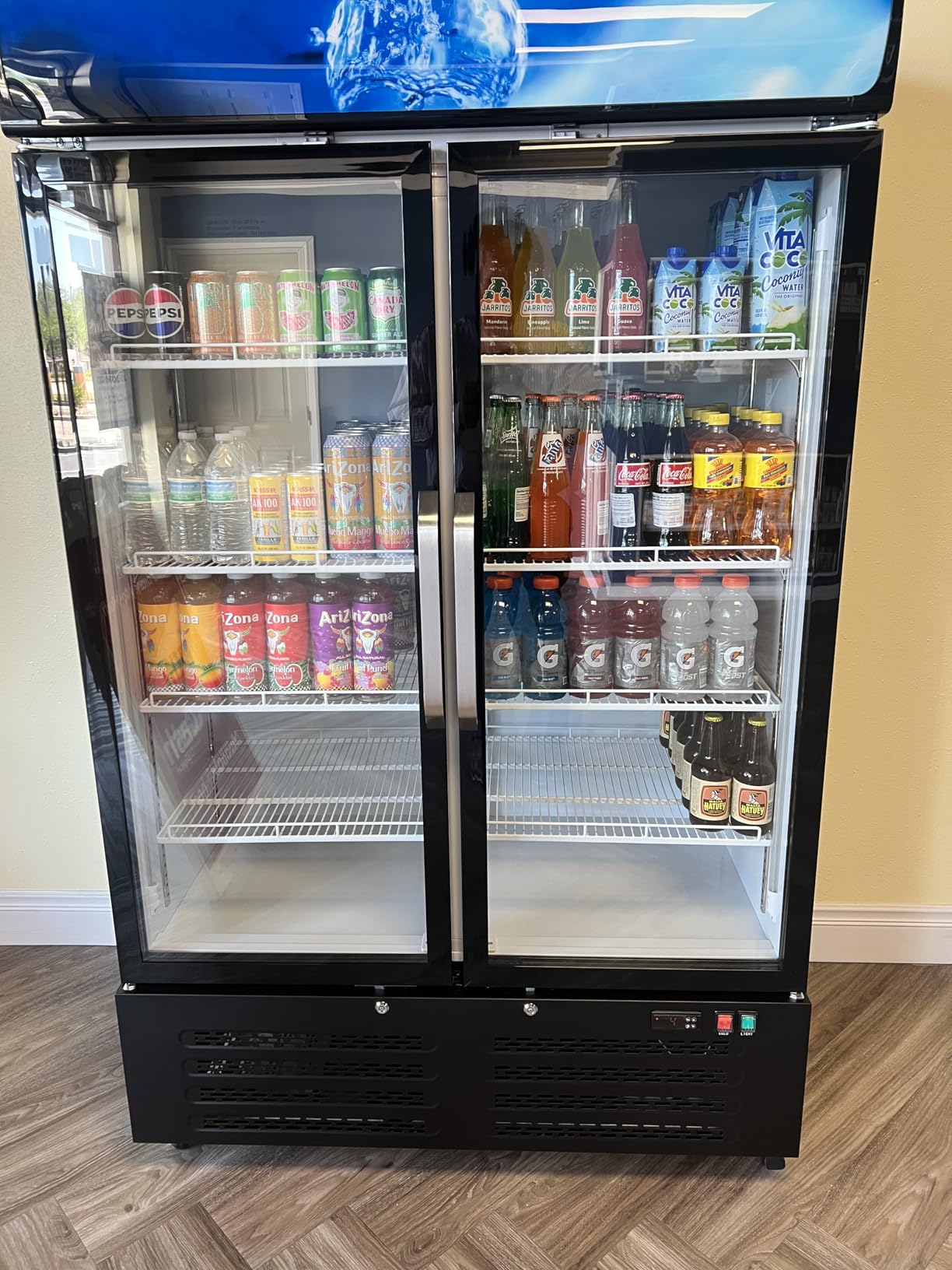 ETL & DOE Certified Commercial Beverage Refrigerator, Commercial Display Fridge with Glass Door, Upright Merchandiser Refrigerator Cooler with Front LED Light for Stores, Restaurant, Office customer photo 1