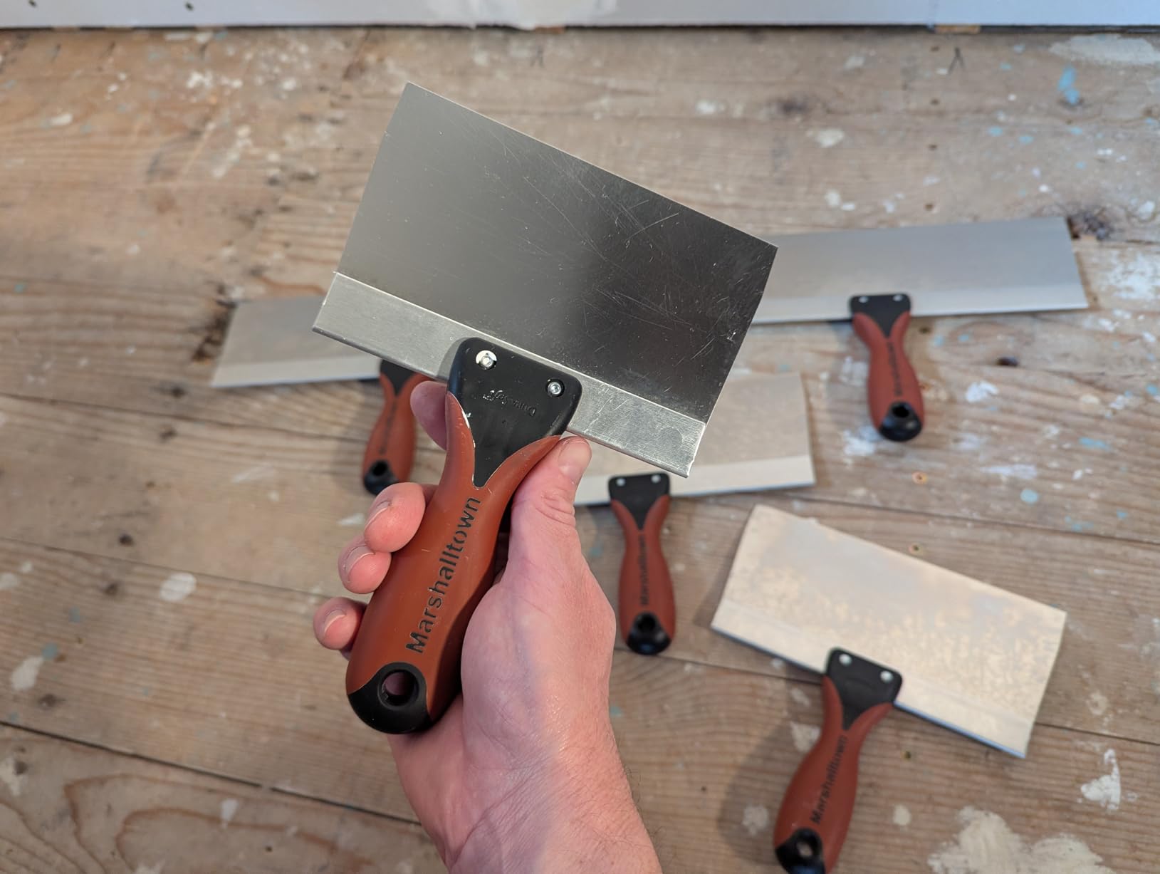 MARSHALLTOWN Drywall Taping Knife Set, 5-Piece Kit, 6-14 Inch Stainless Steel Blades, Made in the USA, DTKTP2 customer photo 1