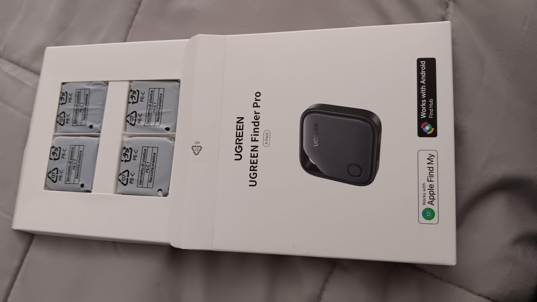 UGREEN Finder Duo (iOS and Android) Air Tracker Tags 4 Pack, Rechargeable Android Tracker Tags Bluetooth Key Finder Compatible with iOS and Android for Keys, Luggage and More customer photo 2